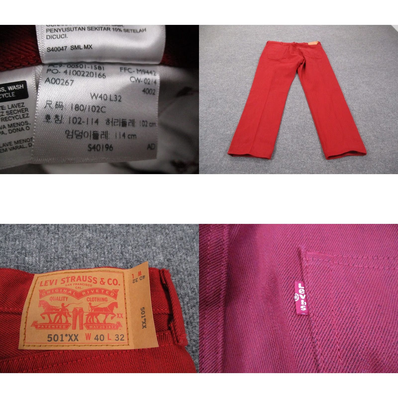 Levi's VINTAGE Levi's Jeans Mens 40 X 32 Red Denim Bootcut 501 XX Regular Pants Mens Size US 40 / EU 56 - 9 Thumbnail