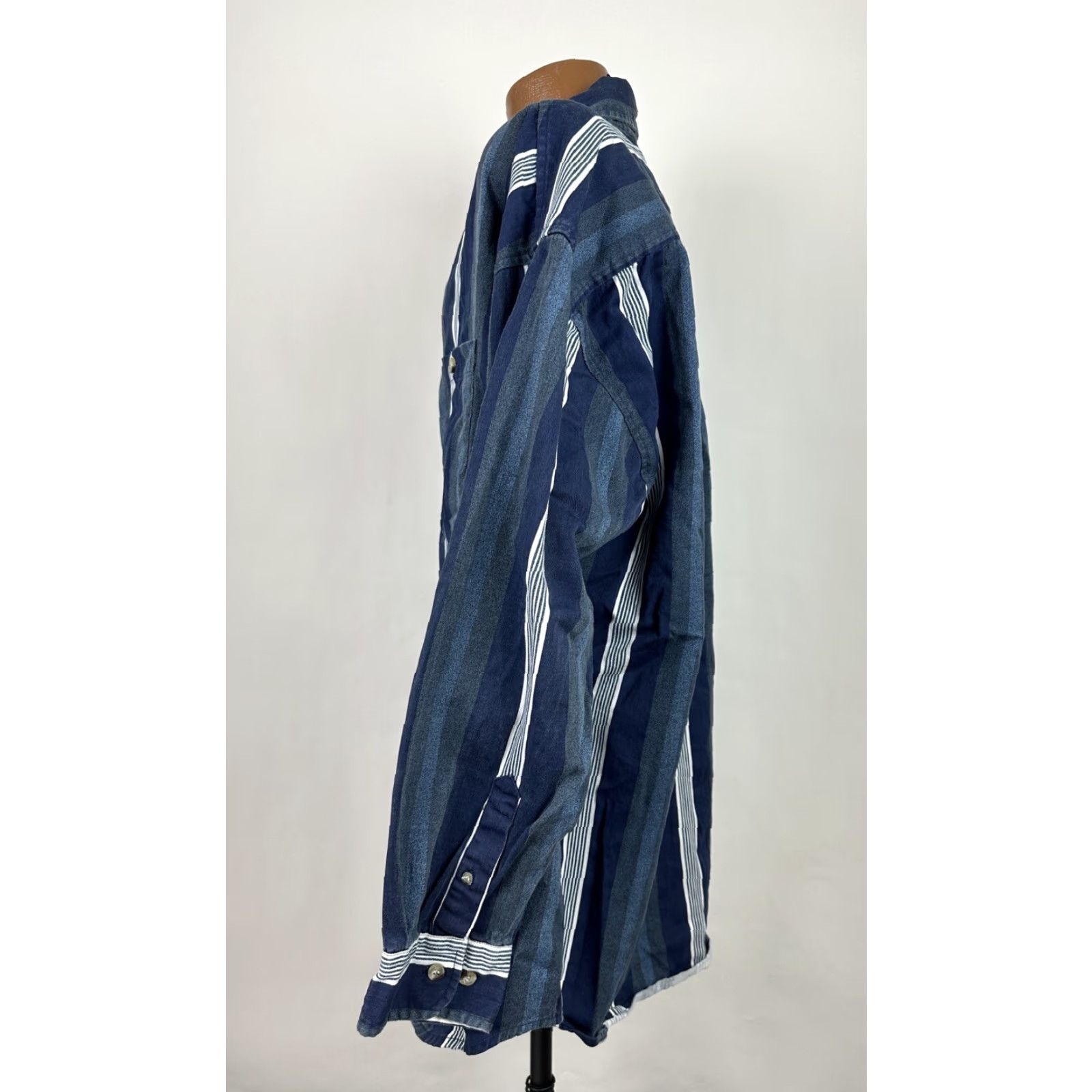 Faded Glory VINTAGE Faded Glory Shirt Men 2XLT Blue Striped Long Sleeve Heavyweight Casual 90s - Mens Size US XXL / EU 58 / 5 - 7 Thumbnail