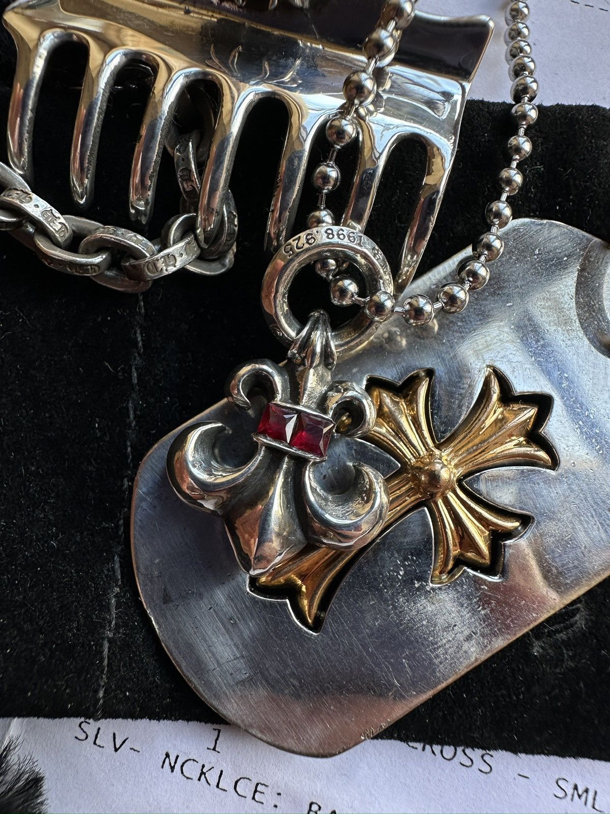 Chrome Hearts Chrome hearts RUBY Bs Fleur pendant + Ball chain