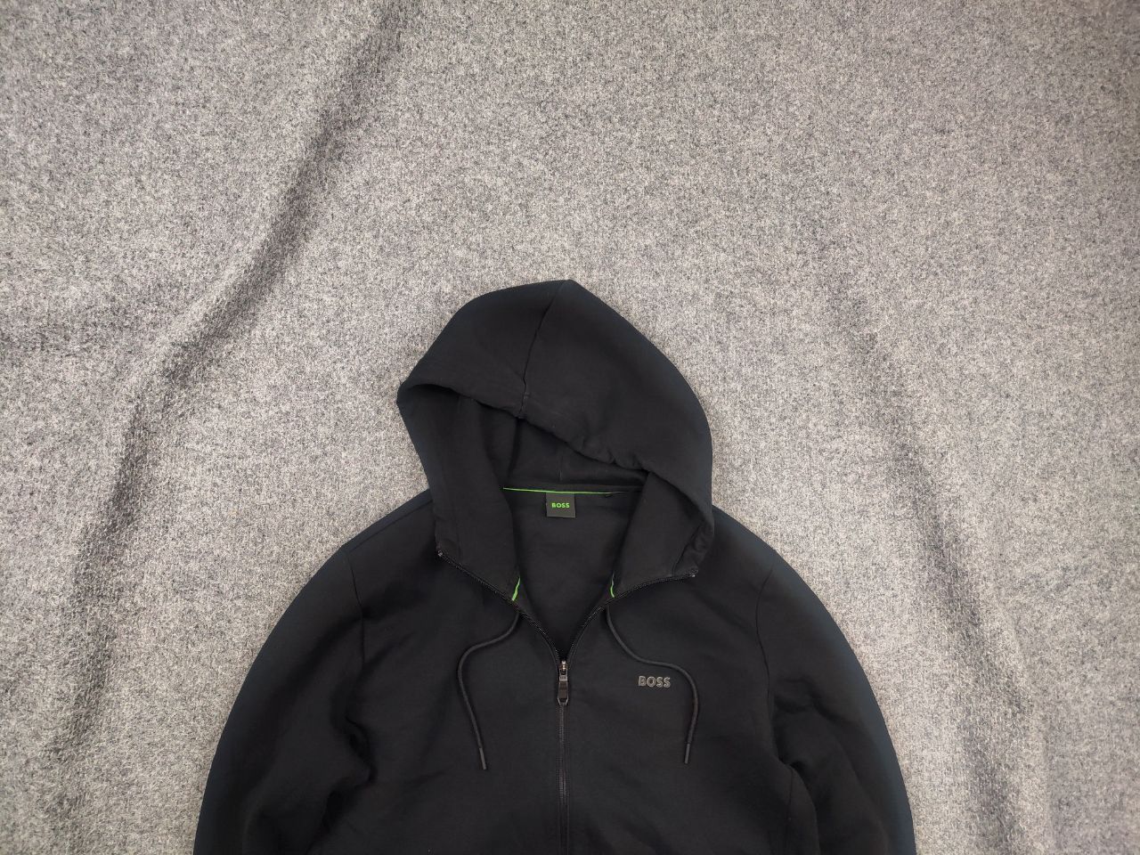 Hugo Boss Boss Through Saggy Black Logo Zip Pocket Hoodie Sweatshirt Size US L / EU 52-54 / 3 - 1 Thumbnail