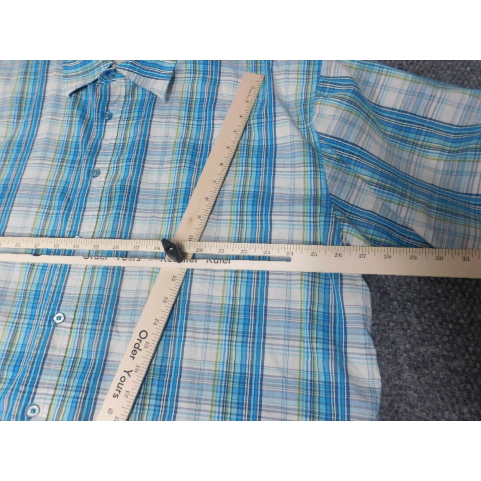 Vintage Koman Mens Shirt 2XL Blue Plaid Button-Down Short Sleeve Collared Knit Cotton Sport Regular Size US XXL / EU 58 / 5 - 4 Thumbnail