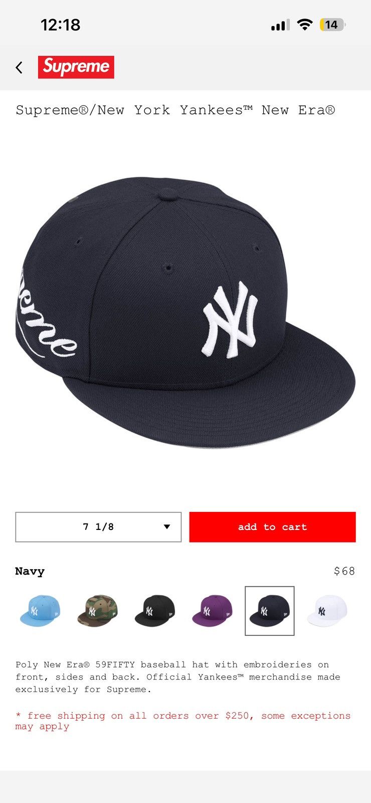 Neighborhood × Supreme Supreme Hat Neighborhood New Era 7 3/8