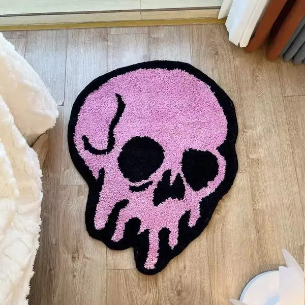 Japanese Brand Hamaoka x Asada Pink Melting Skull Tufting Rug Size ONE SIZE - 3 Thumbnail