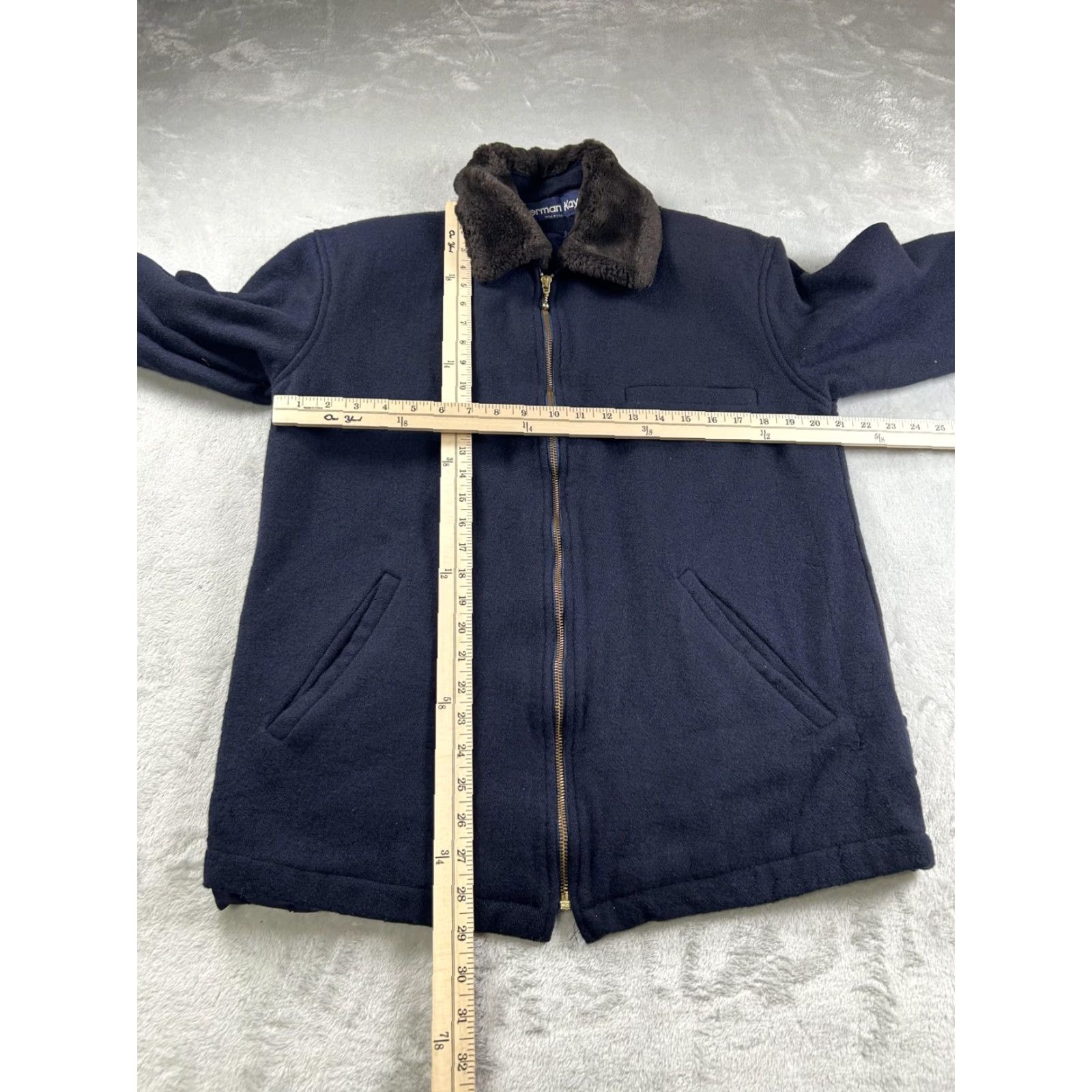 Vintage VINTAGE Herman Kay Coat Wool Blend Navy Faux Fur Collar Zip Womens M Size M / US 6-8 / IT 42-44 - 6 Thumbnail