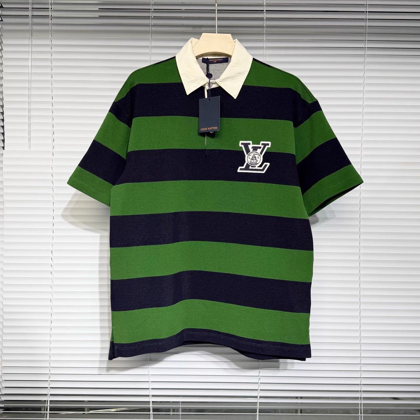 Louis Vuitton LV 26 New Striped Embroidered Pique Blue-Green L Polo Shirt Size L / US 10 / IT 46 - 1 Thumbnail