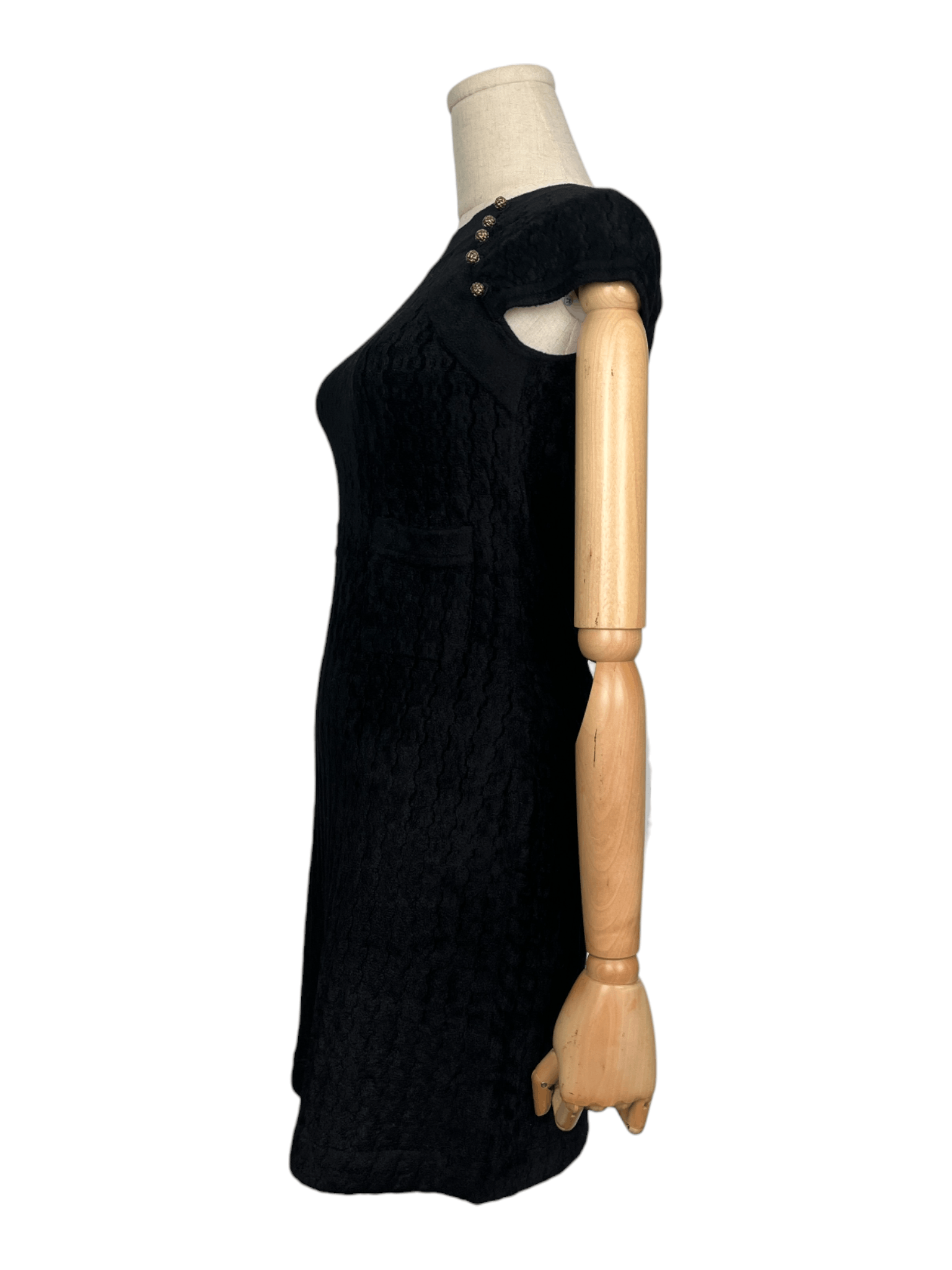Chanel Chanel Black Cap Sleeve Velvet-Like Dress Size XS / US 0-2 / IT 36-38 - 3 Thumbnail
