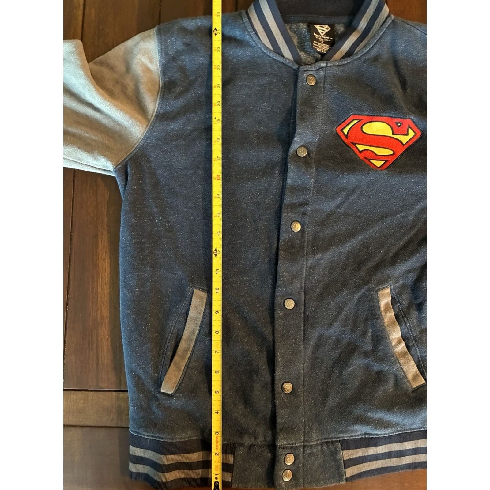Vintage VINTAGE Superman Jacket Mens Small Blue Gray Snap Buttons Bomber Jacket Size US S / EU 44-46 / 1 - 5 Thumbnail