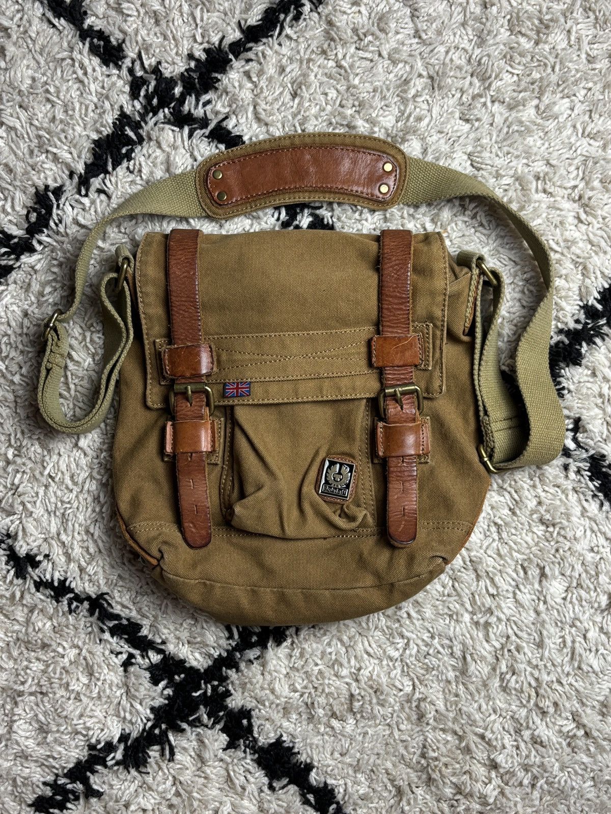 Belstaff Vintage Colonial Canvas Leather Shoudler Bag Rare