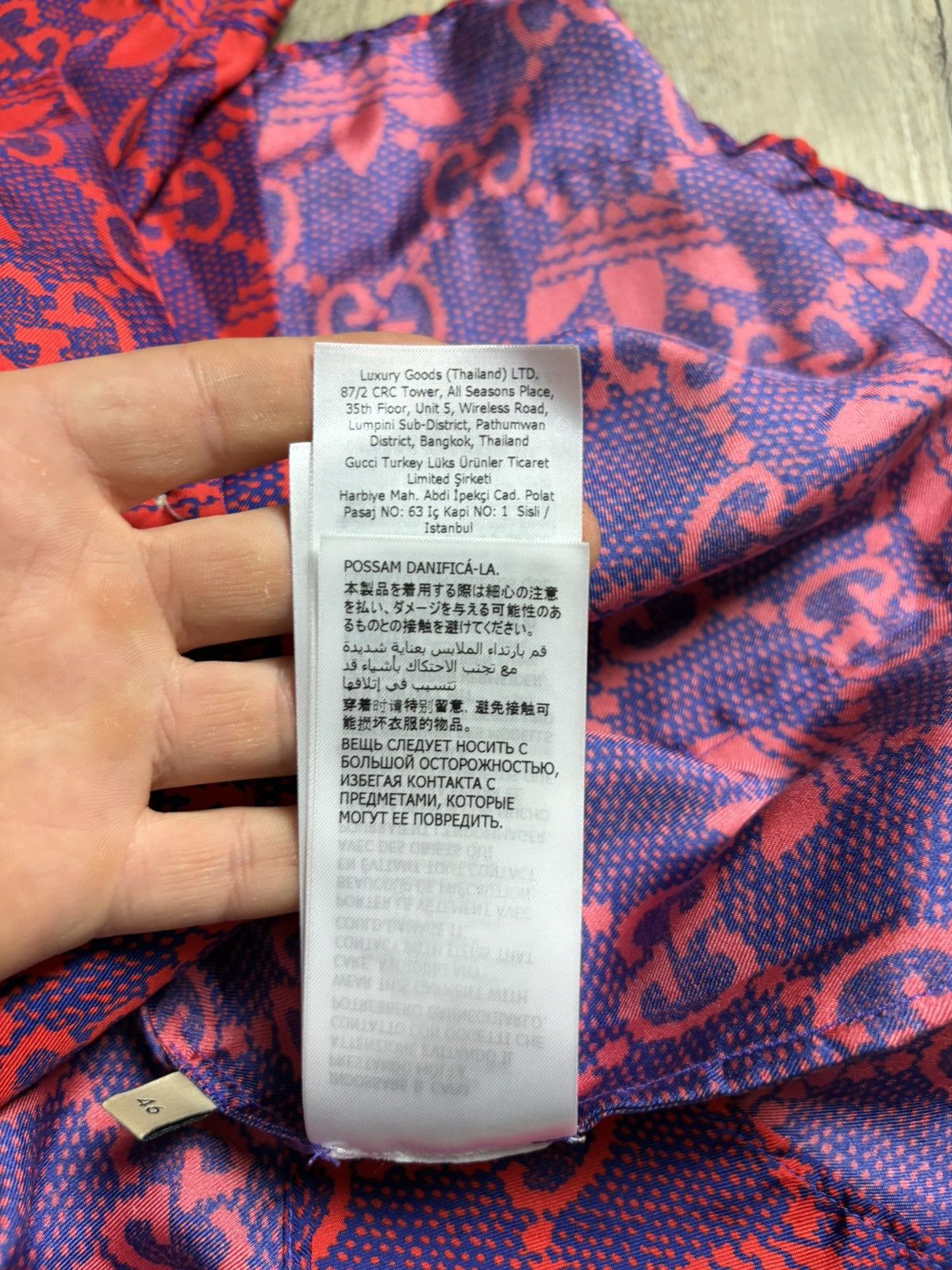 Gucci adidas x Gucci Silk Bowling Shirt Red/Purple GG Monogram Size US M / EU 48-50 / 2 - 8 Thumbnail