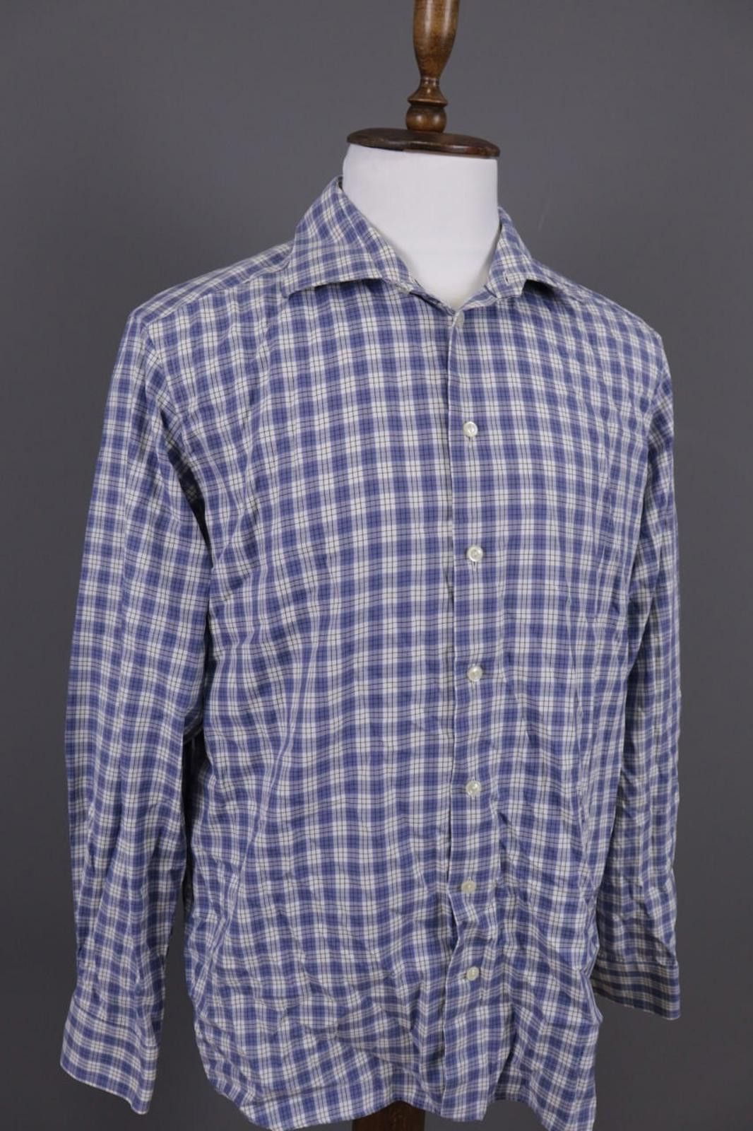 Eton Eton Contemporary Check Blue Shirt Size 45 17.75 XXL Size US M / EU 48-50 / 2 - 9 Thumbnail