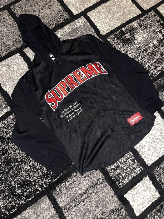 Supreme mesh best sale hooded baseball jersey