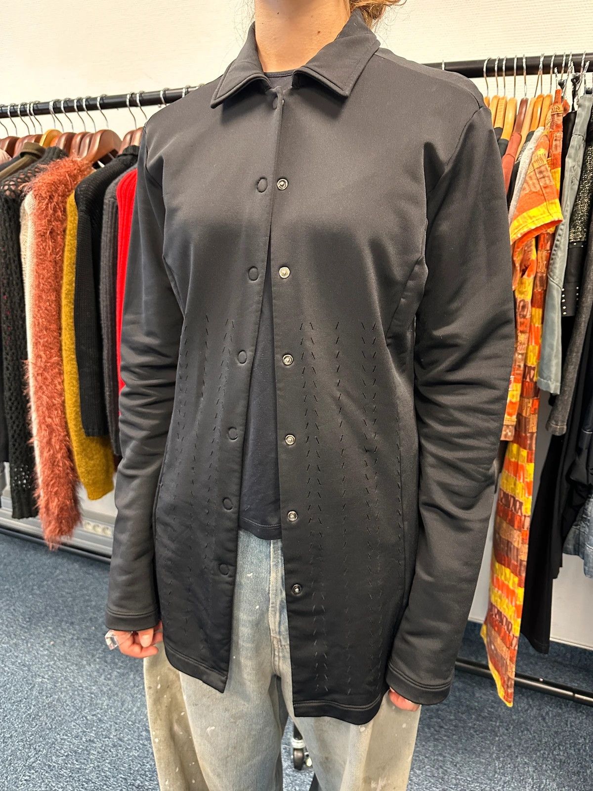 Marithe + Francois Girbaud Marithé + Francois Girbaud Black Lycra Shirt Jacket Size L / US 10 / IT 46 - 2 Thumbnail