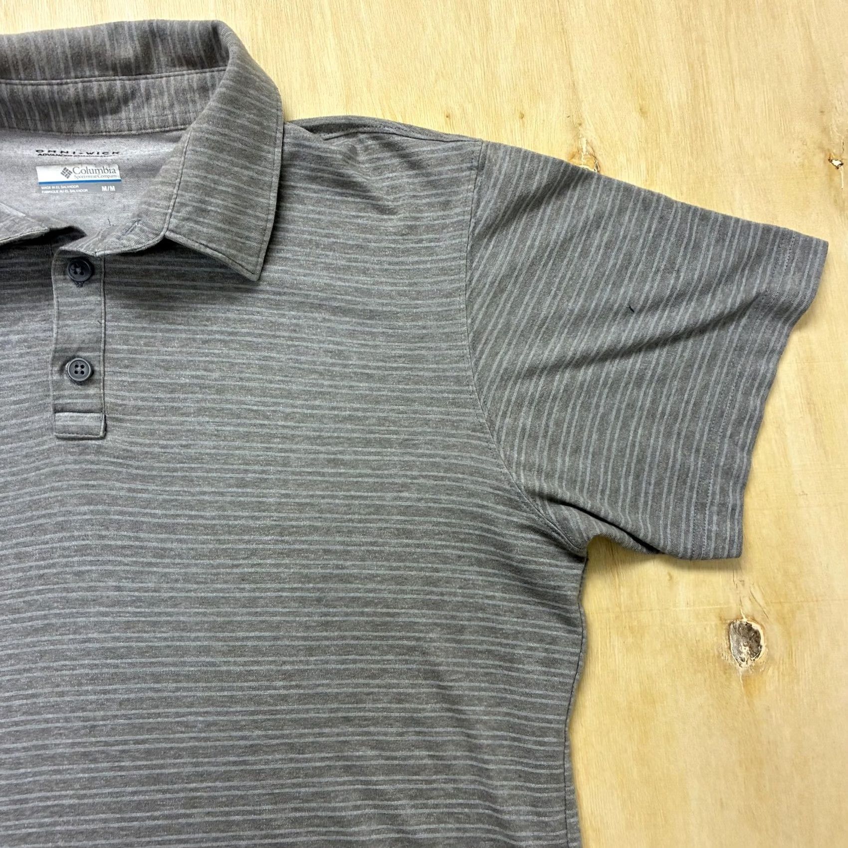 Vintage Columbia Polo Shirt Mens M Gray Striped Omni-Wick Short Sleeve Casual Polo Size US M / EU 48-50 / 2 - 3 Thumbnail