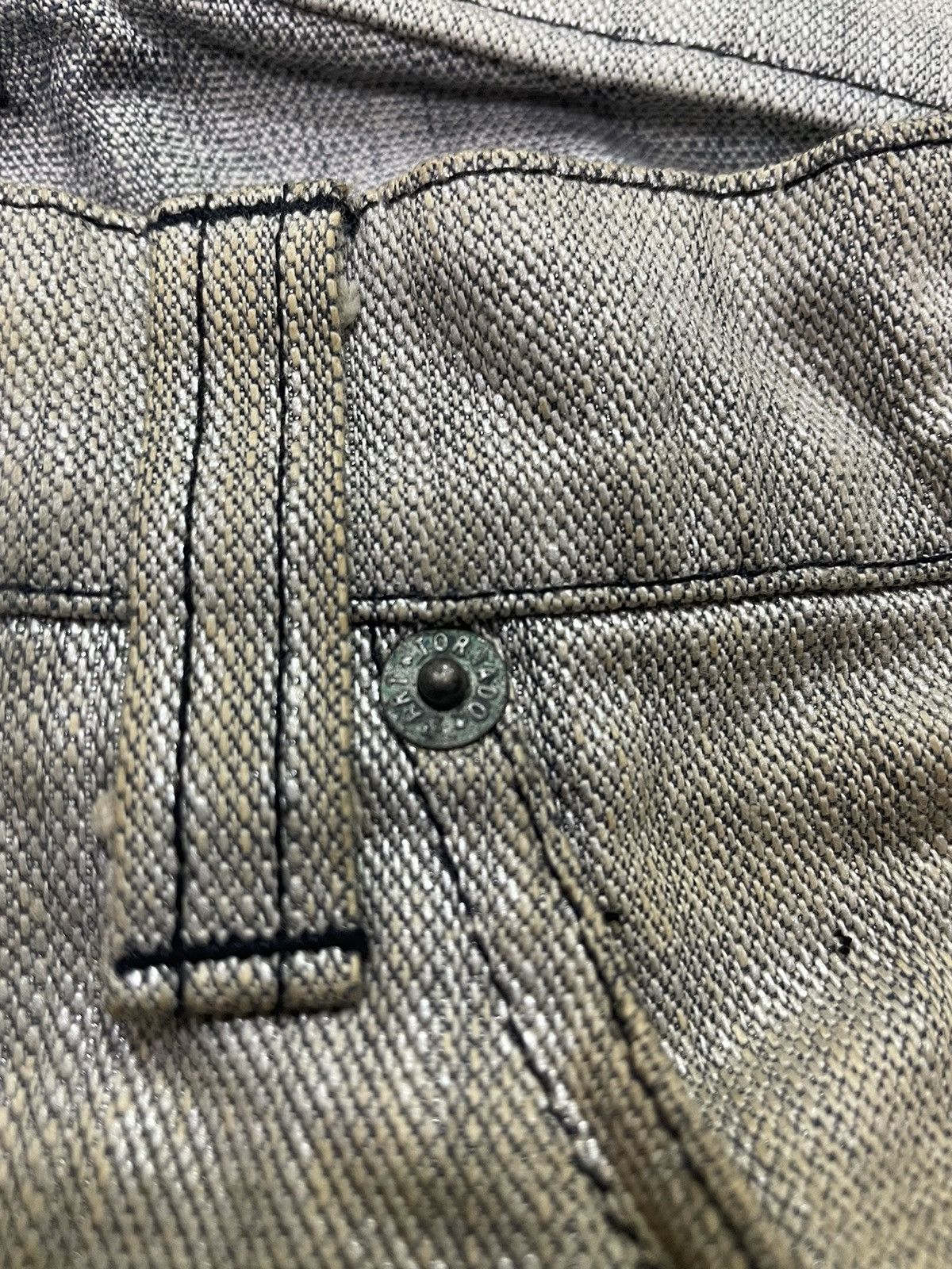 Tornado Mart Tornado Mart Waxed Silver Coated Flared Denim Pant Size US 32 / EU 48 - 9 Thumbnail
