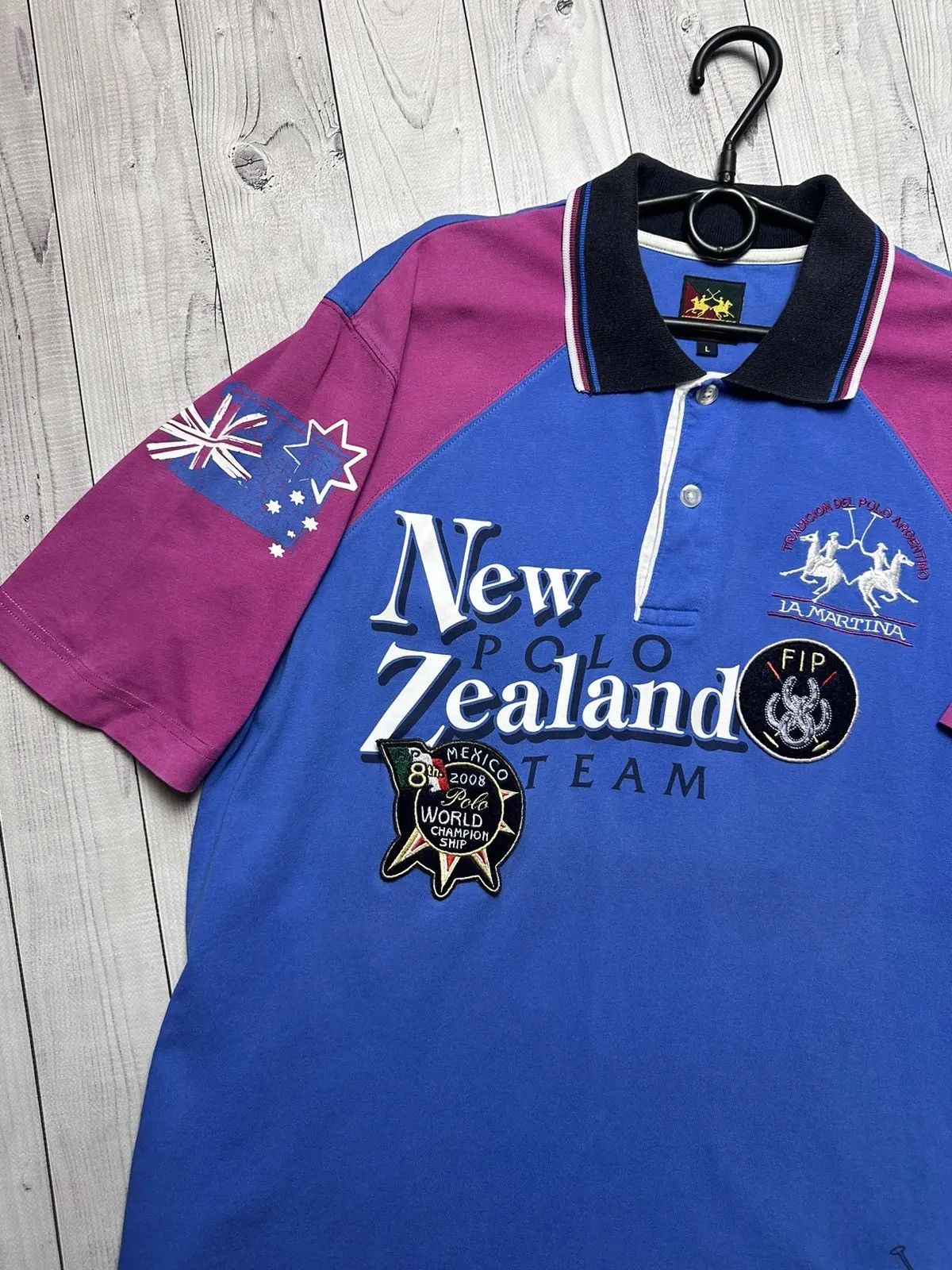 La Martina Vintage polo La Martina New Zealand blue big logo number L Size US L / EU 52-54 / 3 - 3 Thumbnail