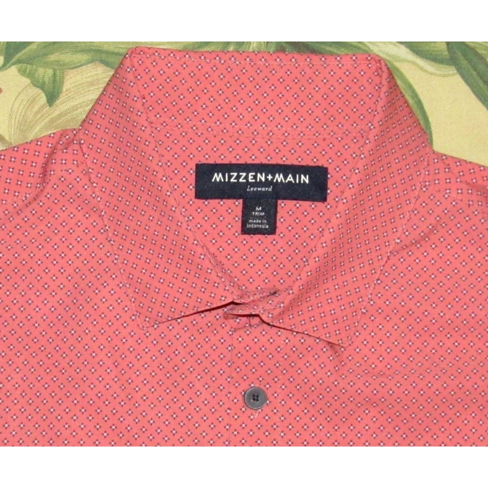 Mizzen+Main MIZZEN + MAIN Pink Printed Short Sleeve Button Down Shirt Trim Medium Shirt Mens XS? Size US M / EU 48-50 / 2 - 2 Thumbnail