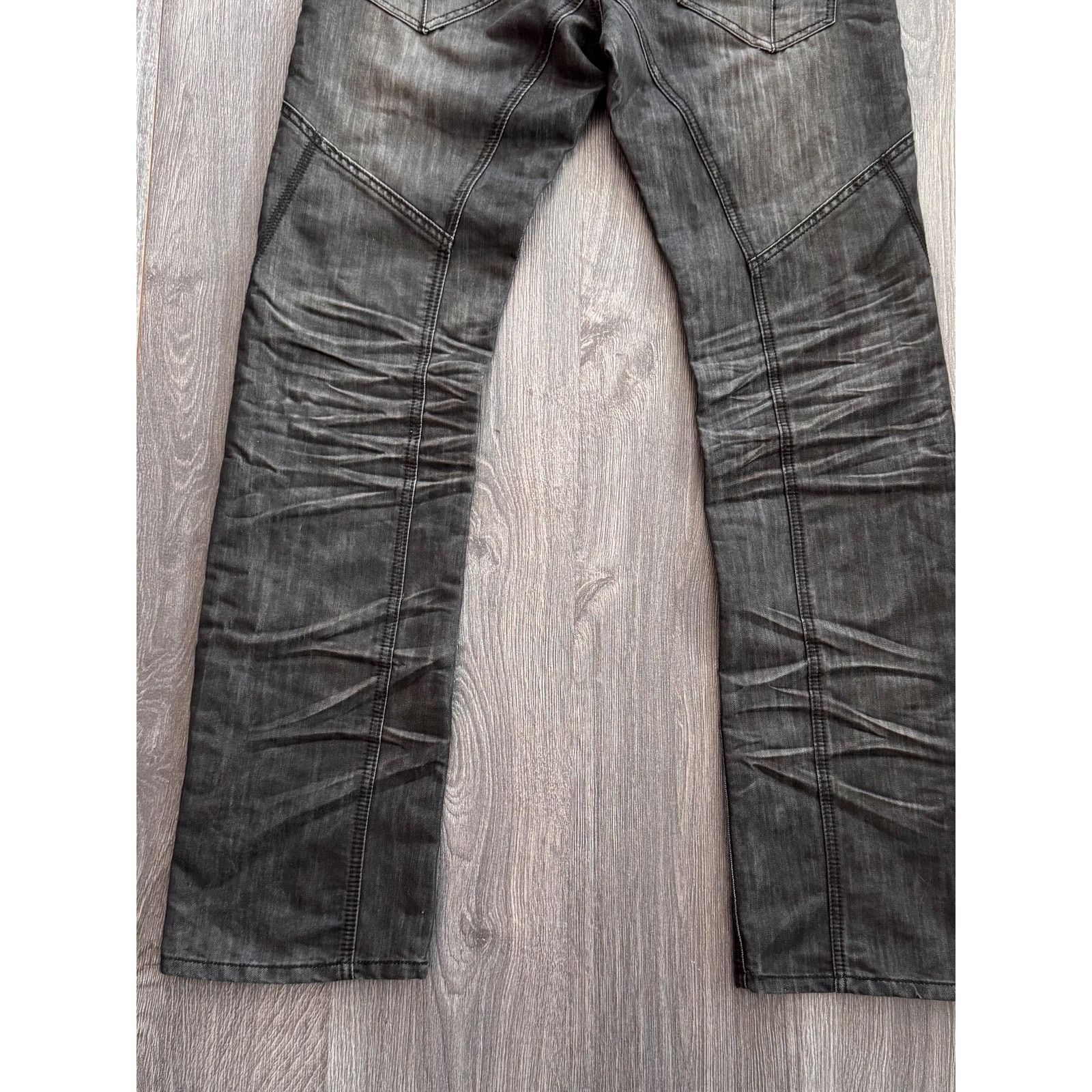 Japanese Brand Y2K Black Avantgarde Washed Crinkled Jeans Size US 33 - 8 Thumbnail