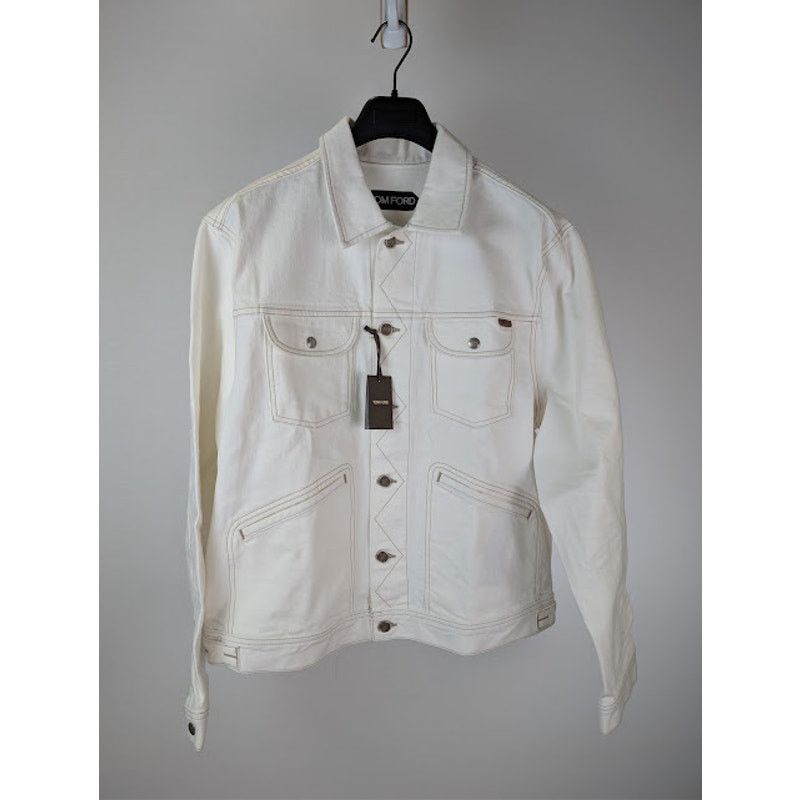 Tom Ford o1rshd1 Iconic Denim Jacket in Off-White Size US XL / EU 56 / 4 - 1 Thumbnail