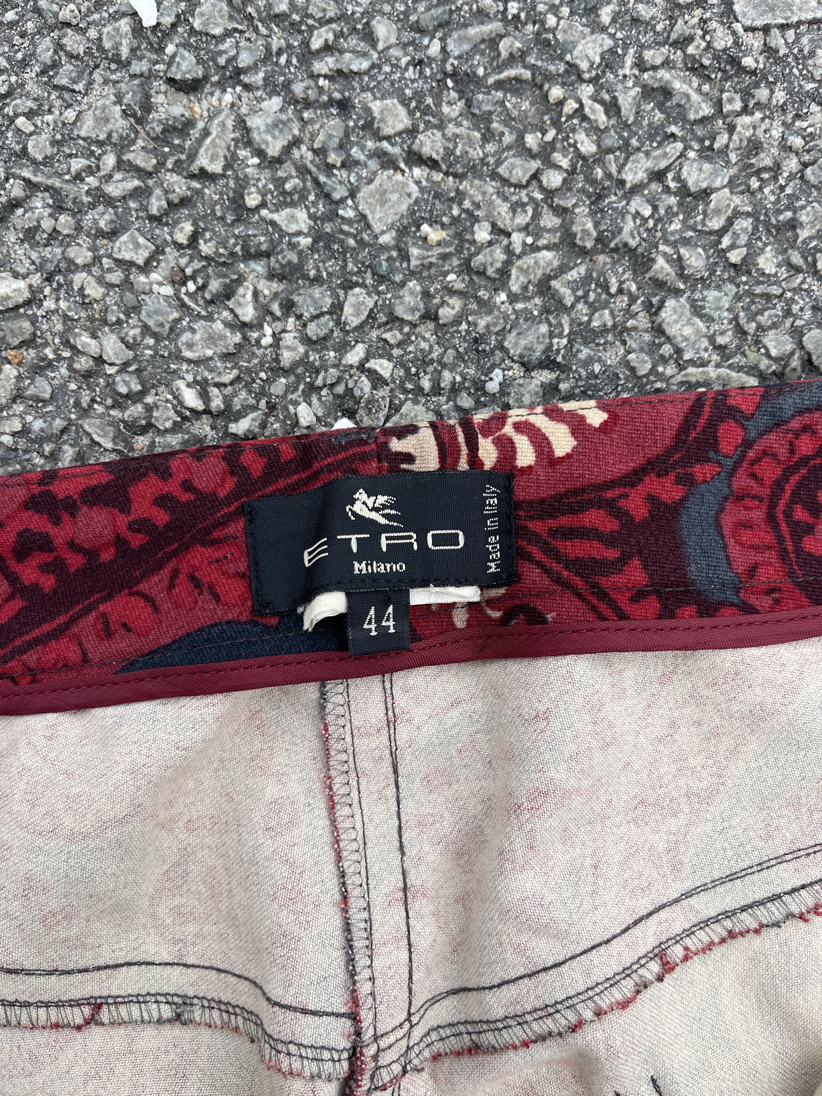 Etro × Vintage Vtg Etro Red Floral Size US 30 / EU 46 - 4 Thumbnail