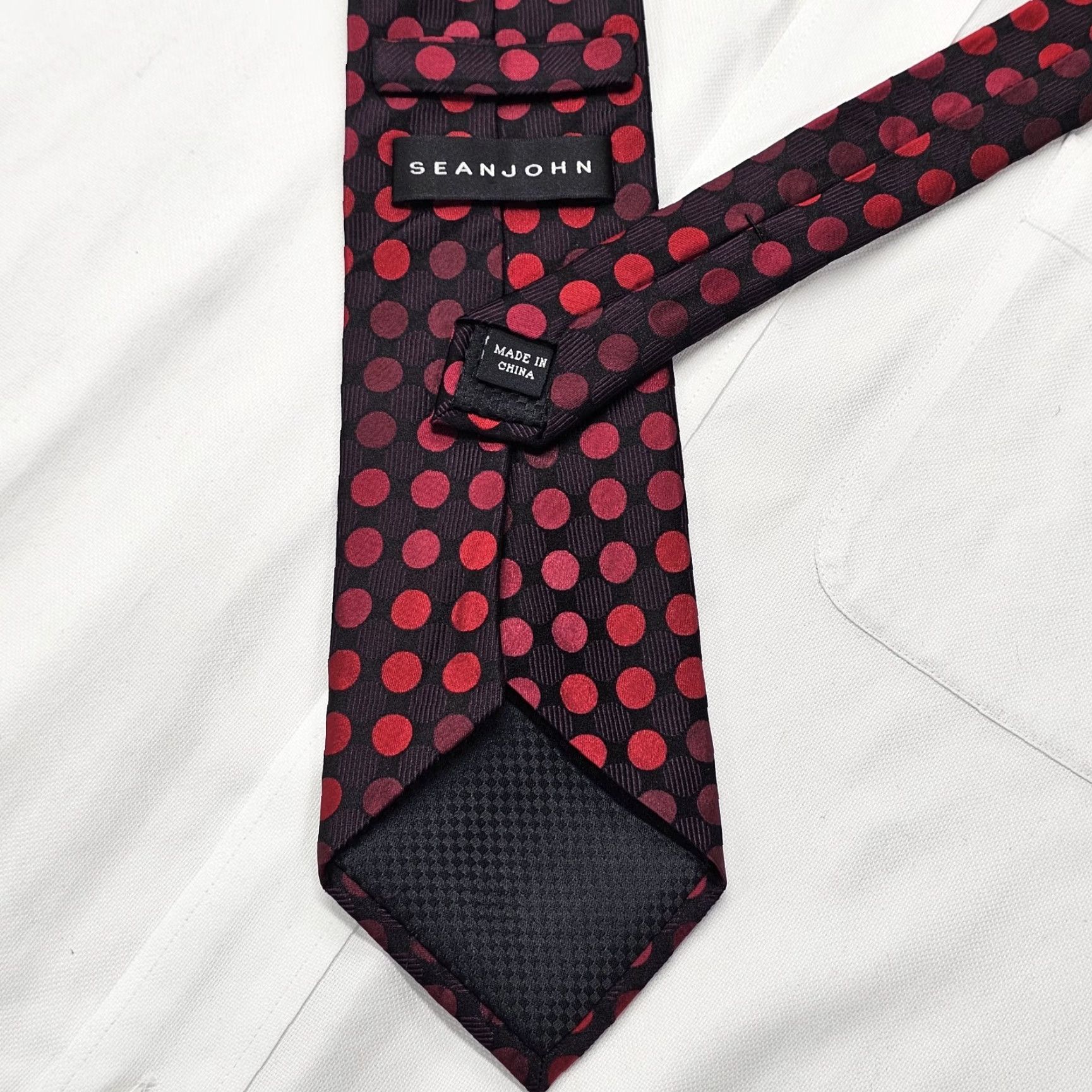 Sean John Sean John Silk Necktie Men Red Black Pink Polka Dot Tie Preppy Office Wear Long 60.5" x 3.75" 100% Silk Vintage? Size ONE SIZE - 4 Thumbnail