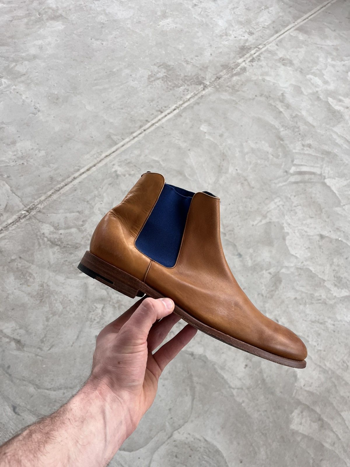 Barker Vintage Luxury Barker Brown Yellow Leather Chelsea Boots Y2K Size US 11.5 / EU 44-45 - 1 Thumbnail
