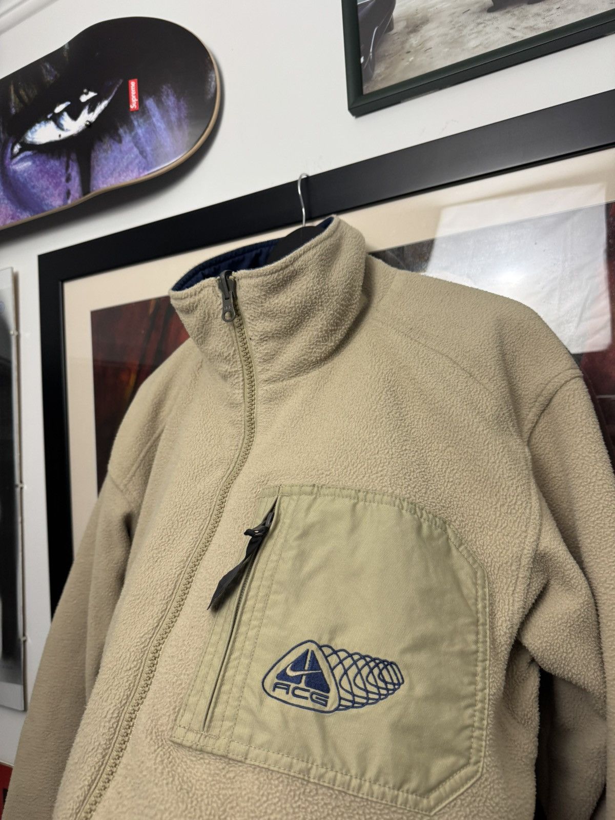 Nike Vintage Y2k Nike ACG Reversible Fleece Jacket Beige Navy Size US M / EU 48-50 / 2 - 3 Thumbnail