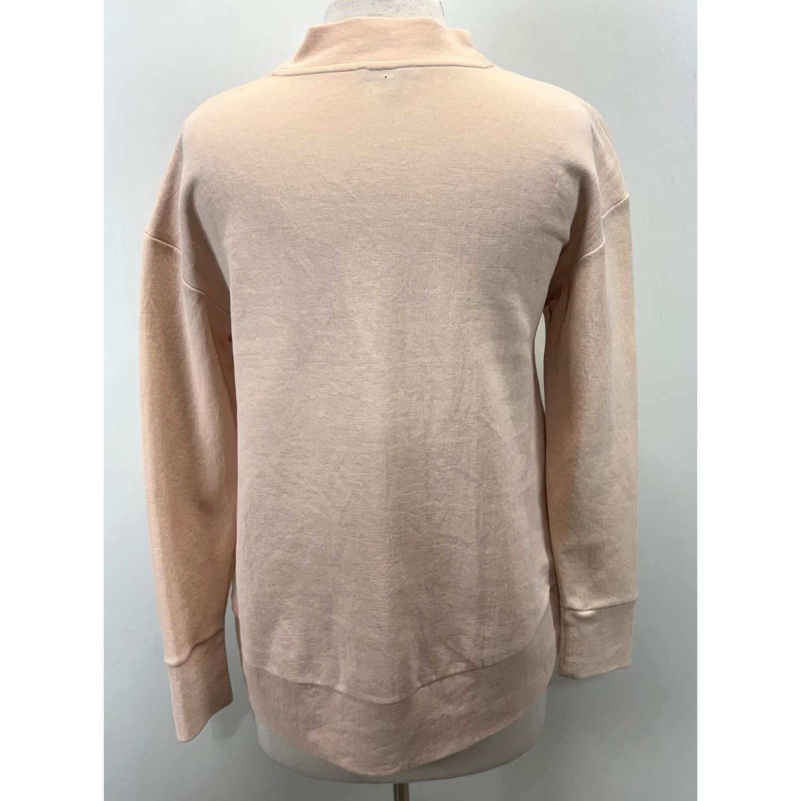 Cos COS mock Neck Sweatshirt Women’s XS Blush Pink Modern Minimalist Staple Capsule Pullover Long Sleeve Cotton Blend Boxy Regular Shirt Size XS / US 0-2 / IT 36-38 - 3 Thumbnail