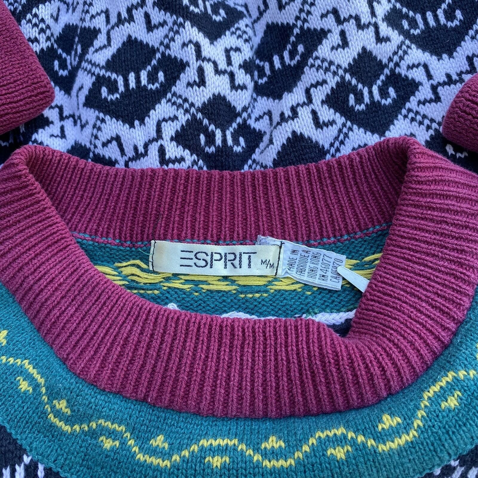 Esprit VTG Esprit Women’s Size M Geometric Abstract Knit Sweater Size M / US 6-8 / IT 42-44 - 3 Thumbnail