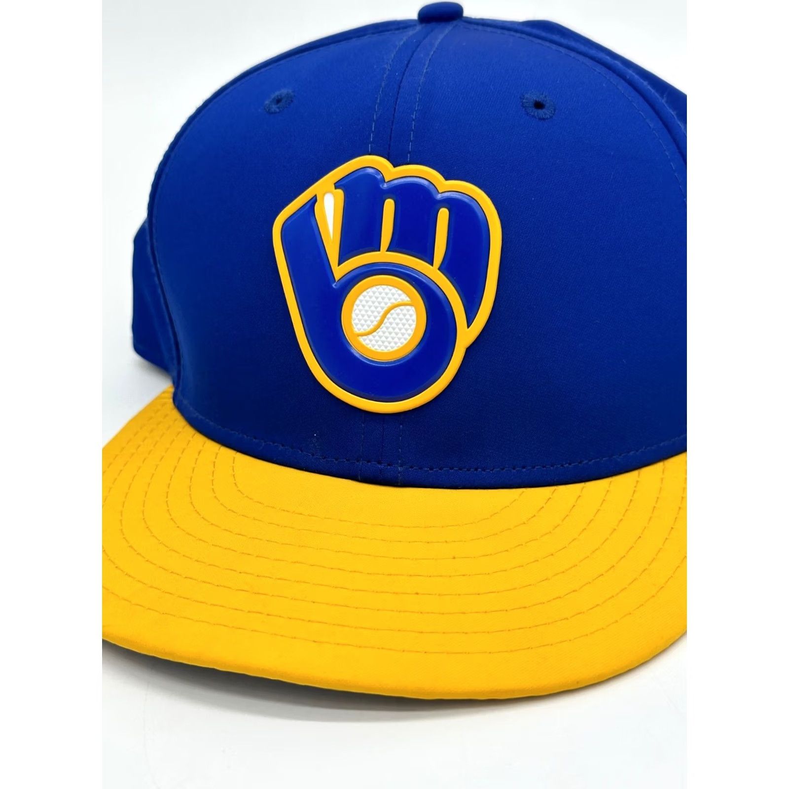 New Era New Era Milwaukee Brewers Hat Adult 7.5 Blue Fitted Baseball Cap MLB 59Fifty Men Size ONE SIZE - 3 Thumbnail