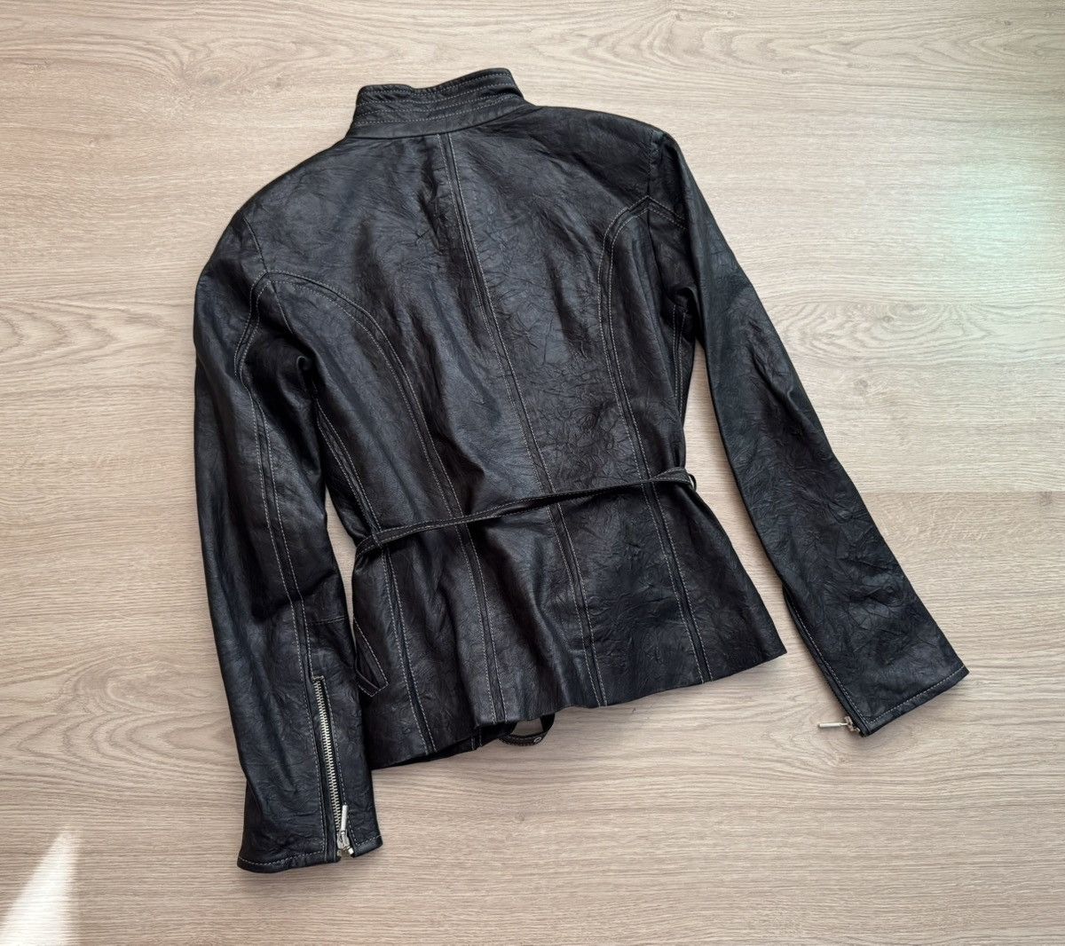 Genuine Leather Vintage Women’s Genuine Leather Black Moto Racing Jacket Size M / US 6-8 / IT 42-44 - 4 Thumbnail
