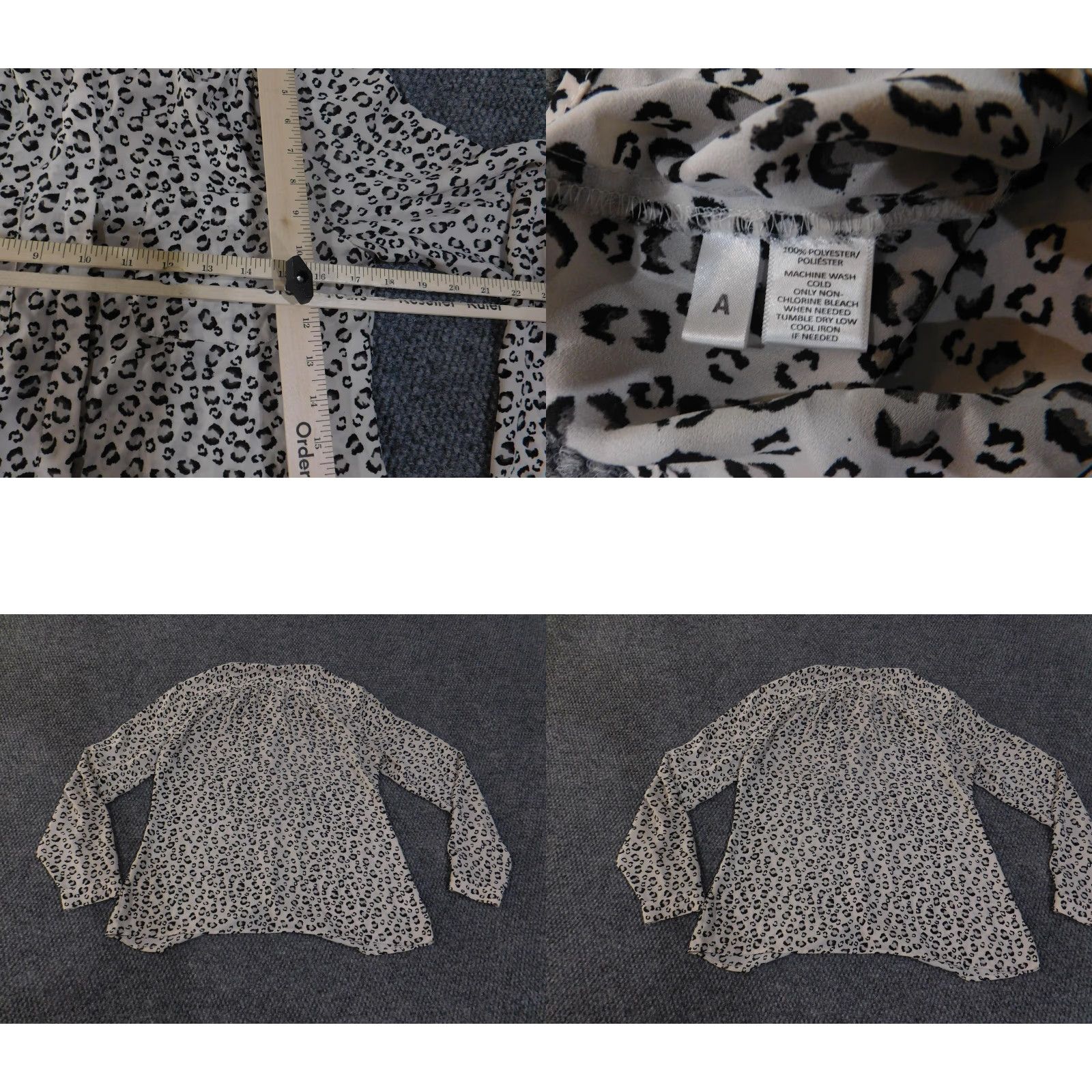 Loft Loft Shirt Womens Small Gray Black Leopard Print Long Sleeve Blouse Animal Pattern Size S / US 4 / IT 40 - 8 Thumbnail