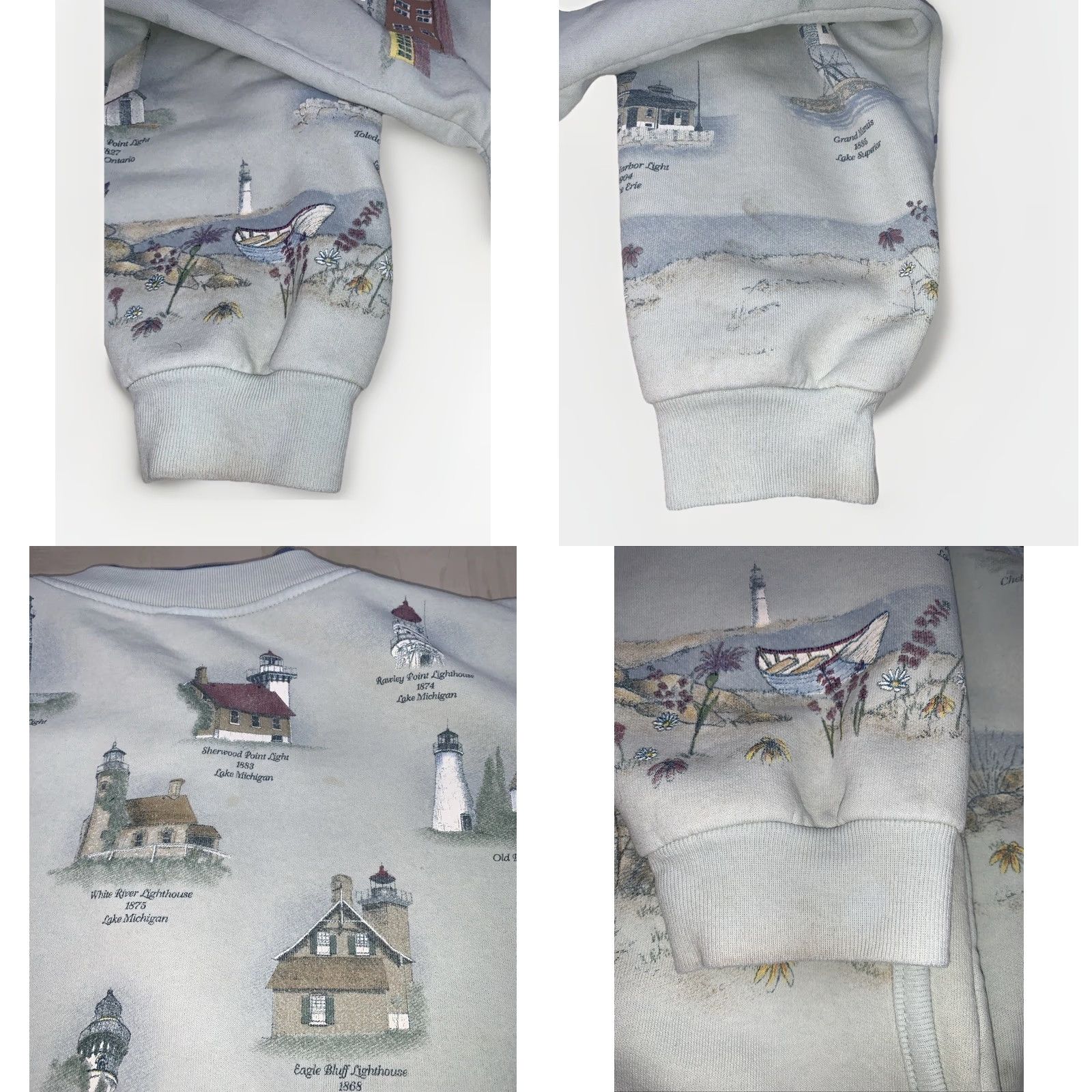 Vintage VINTAGE Grandmacore Cottage All Over Print Lighthouse Cardigan USA Large Cardigan Womens L Blue USA Graphic Knit Vintage Sagacity Size L / US 10 / IT 46 - 9 Thumbnail