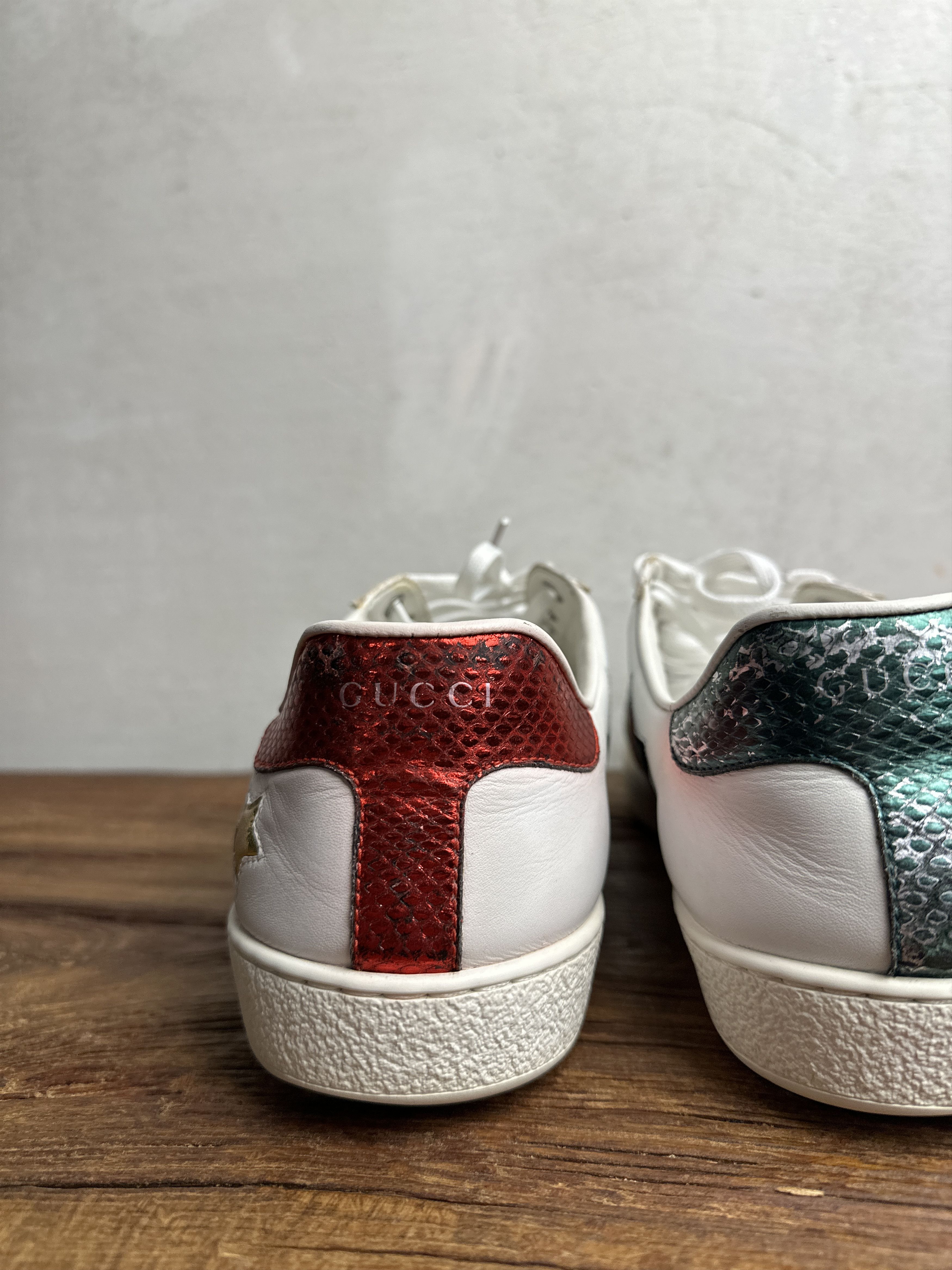 Gucci Gucci Gucci White Leather Ace Metallic Stars Low Top Size US 10 / EU 43 - 6 Thumbnail