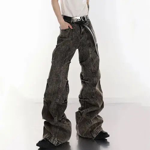 Designer Black washed Distressed jeans Opium style Size US 32 / EU 48 - 1 Thumbnail