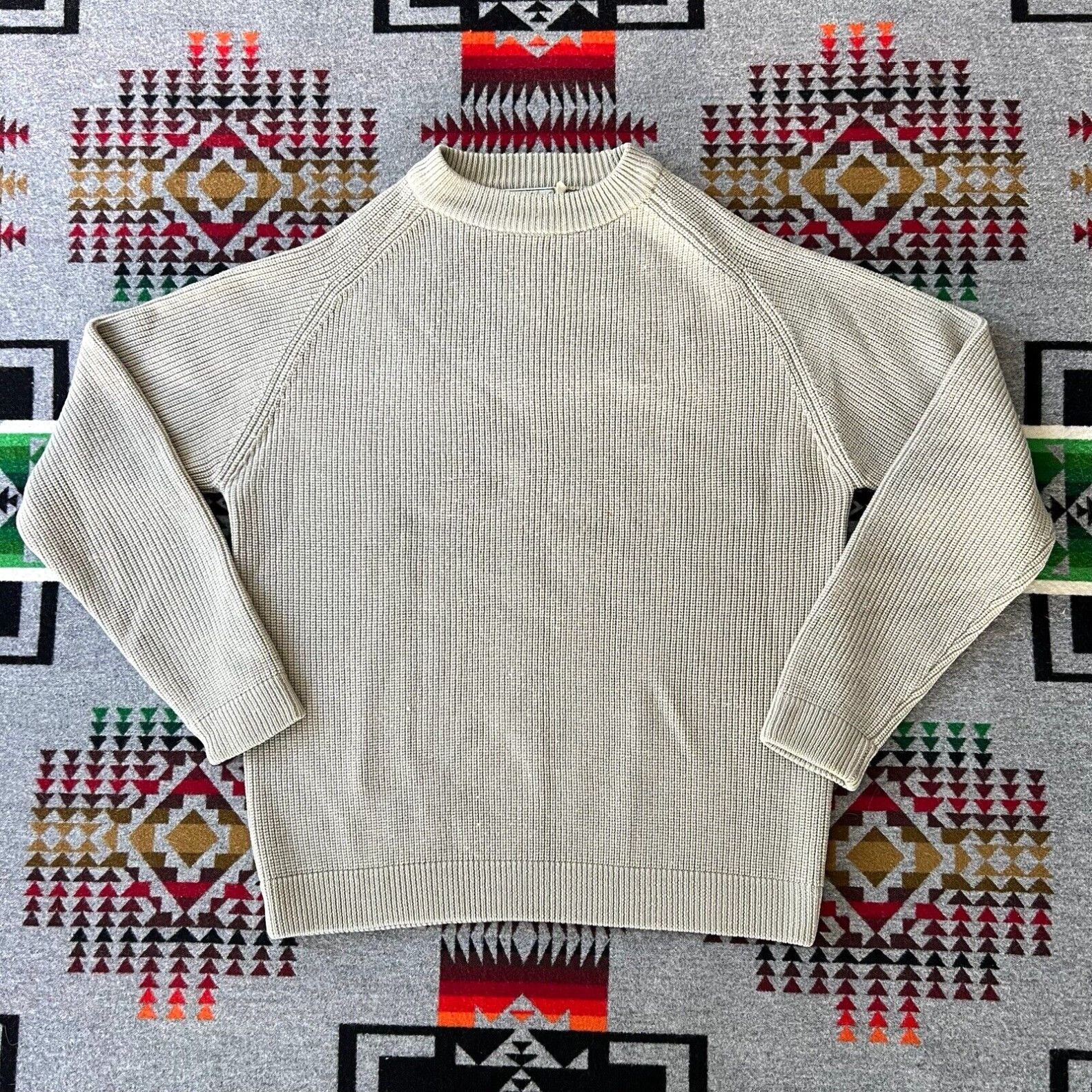 image of Vintage L.l. Bean Wool Crew Neck Sweater Chunky Knit Men’S Size XL Gray D4 in White, Men's