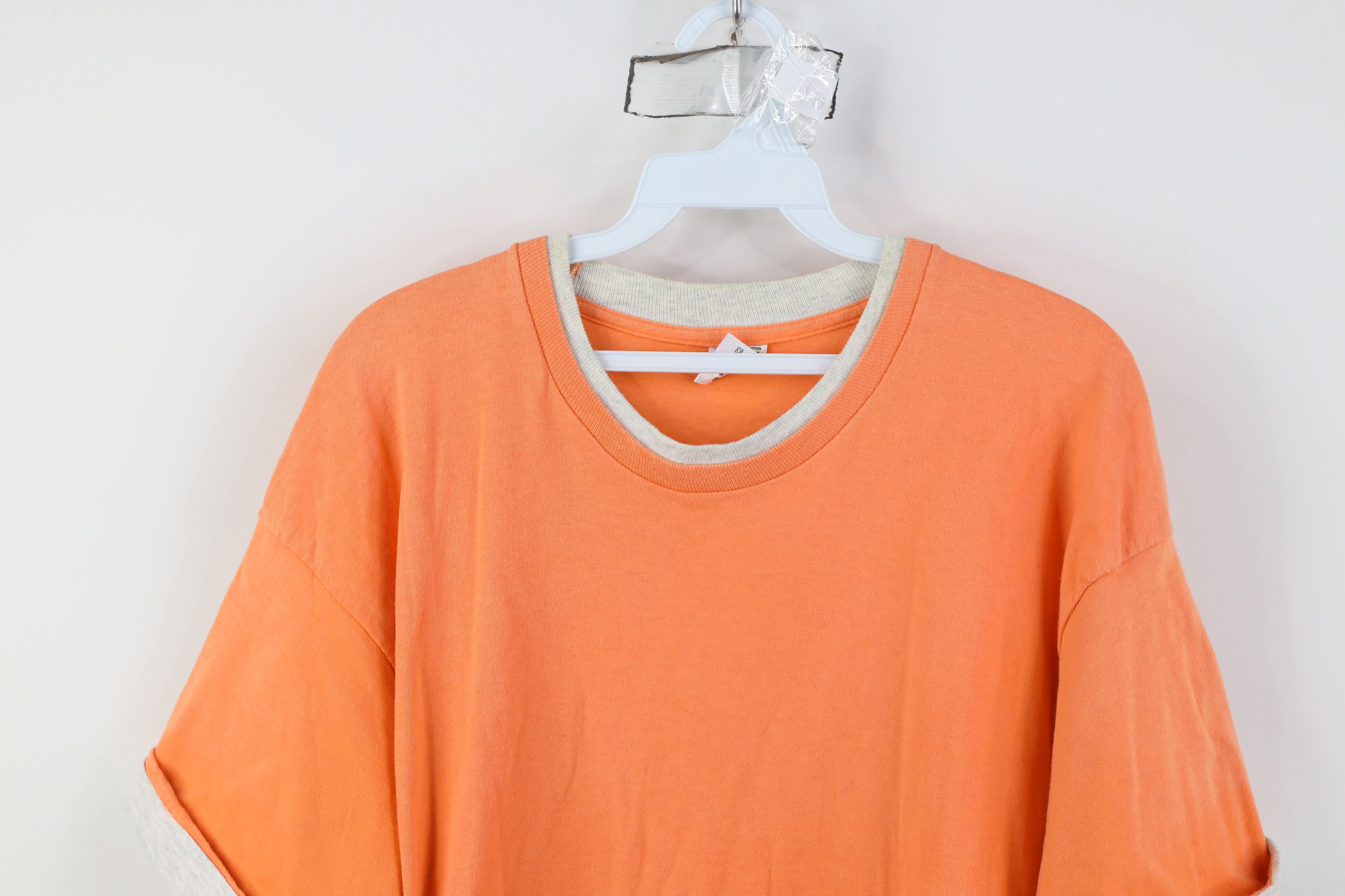 Vintage Vintage 90s Streetwear Layered T-Shirt Orange Cotton USA Size US L / EU 52-54 / 3 - 2 Thumbnail