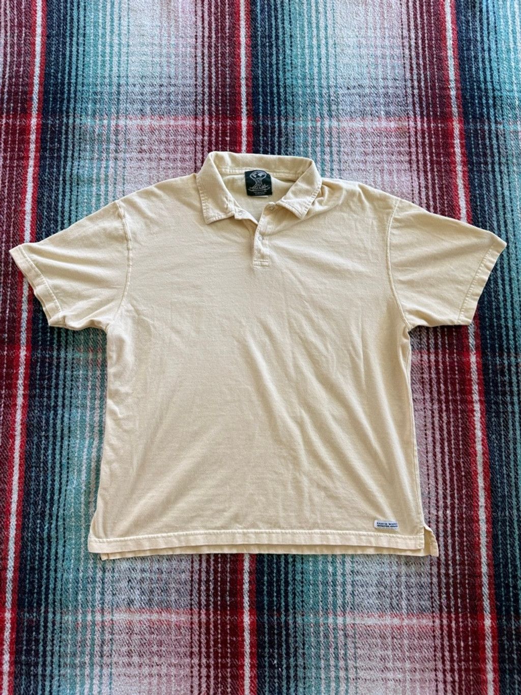Vintage Vintage Earth Wares Adventure Apparel Pale Yellow Polo Shirt Size US L / EU 52-54 / 3 - 1 Thumbnail