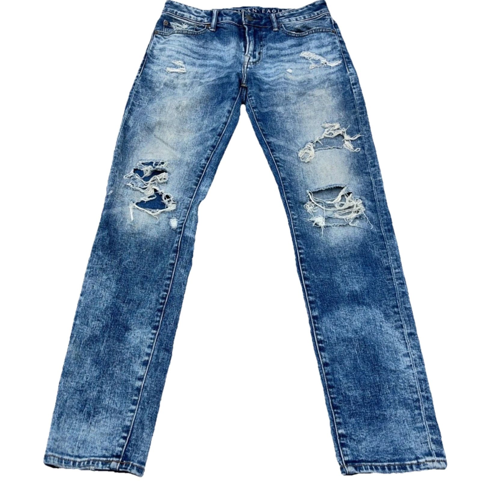 American Eagle Outfitters American Eagle Outfitters Jeans Men 30x32 Skinny Blue Medium Wash Distressed? No. 5-Pocket Denim Slim Fit Airflex Size US 30 / EU 46 - 2 Thumbnail
