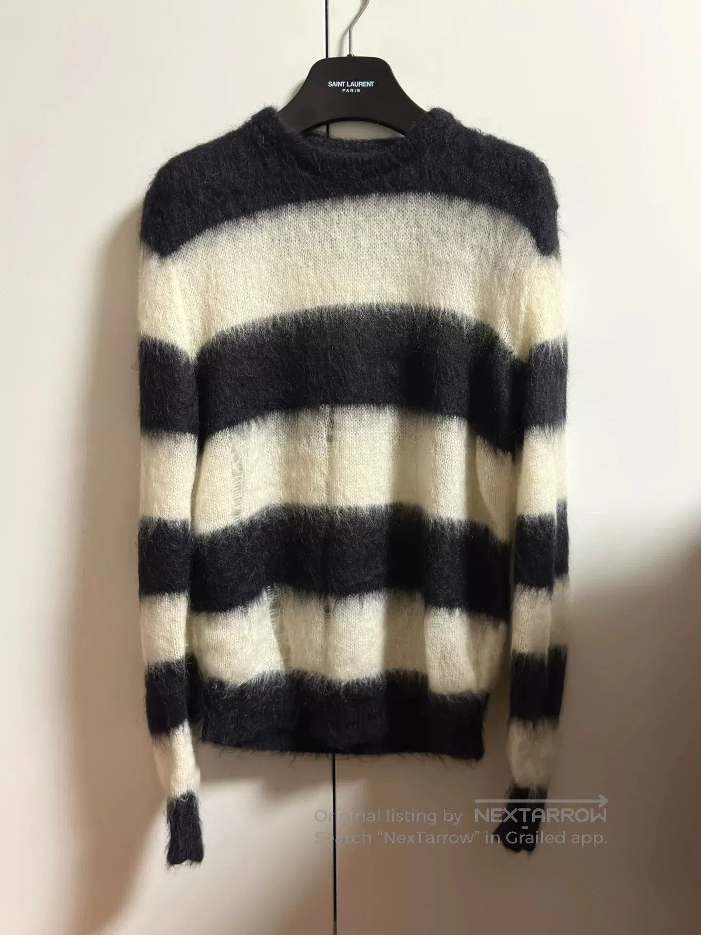 Saint Laurent Black White Striped Sweater.