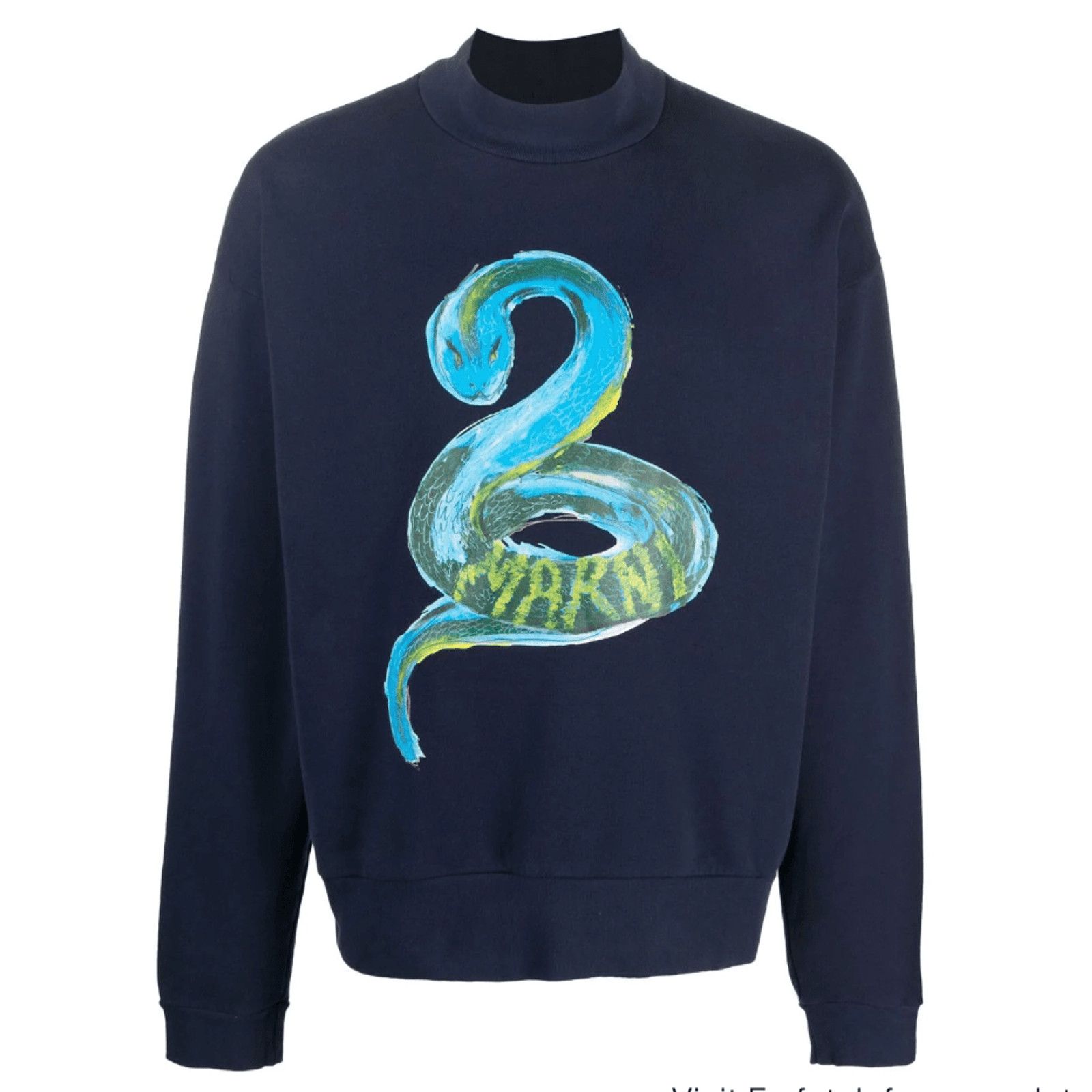 image of Marni Python Brushed Logo Crewneck Sweatshirt Ink Blue, Men's (Size Medium)