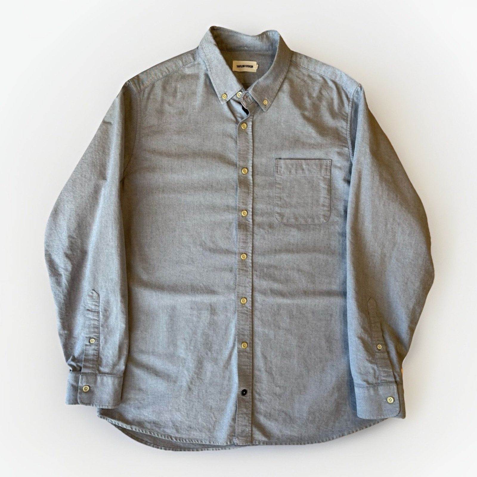 Taylor Stitch The Jack Shirt 46 Gray Solid Cotton Oxford