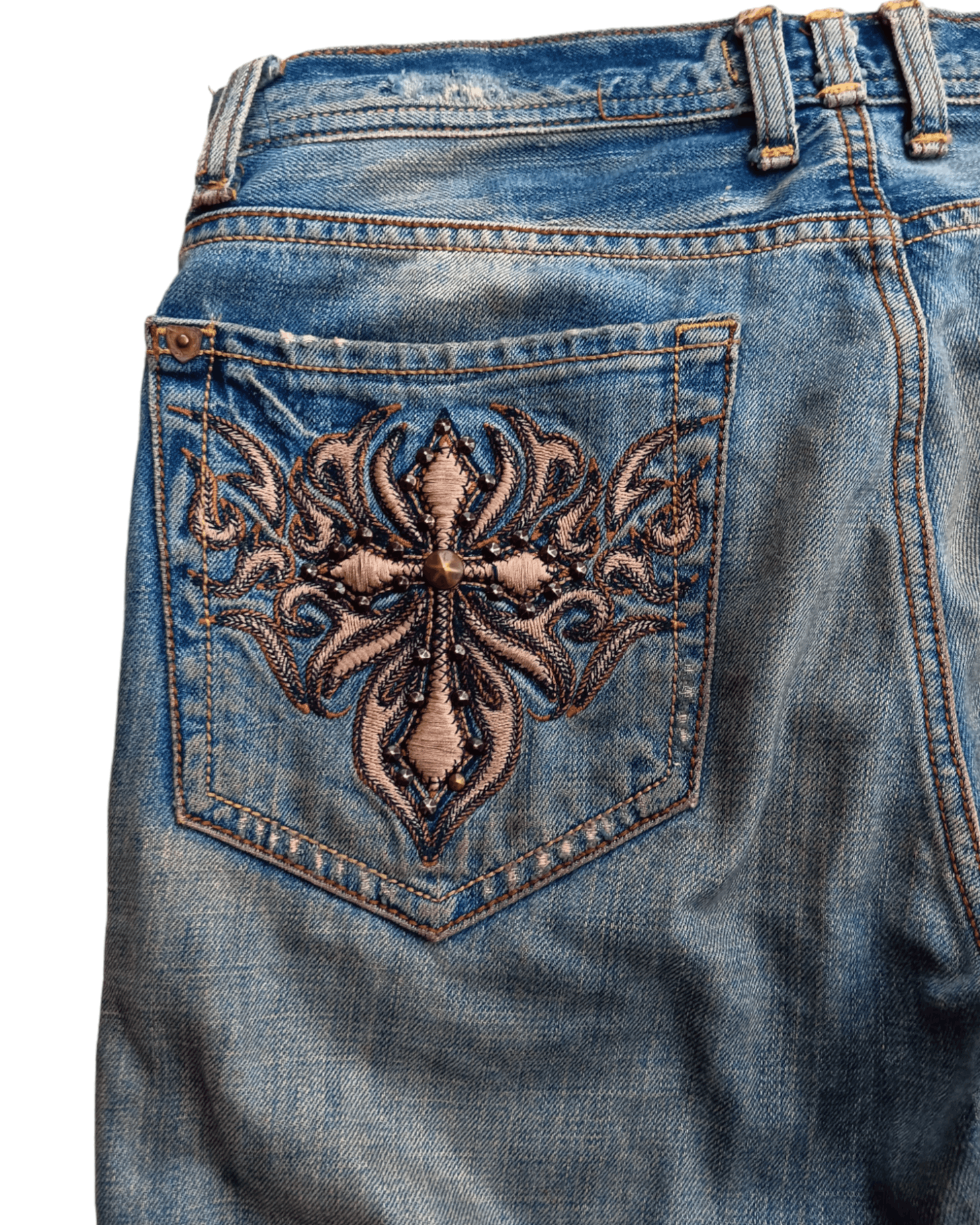 Japanese Brand J&COMPANY CROSS PATCH EMBROIDERY DENIM BOOTCUT Size US 33 - 3 Thumbnail