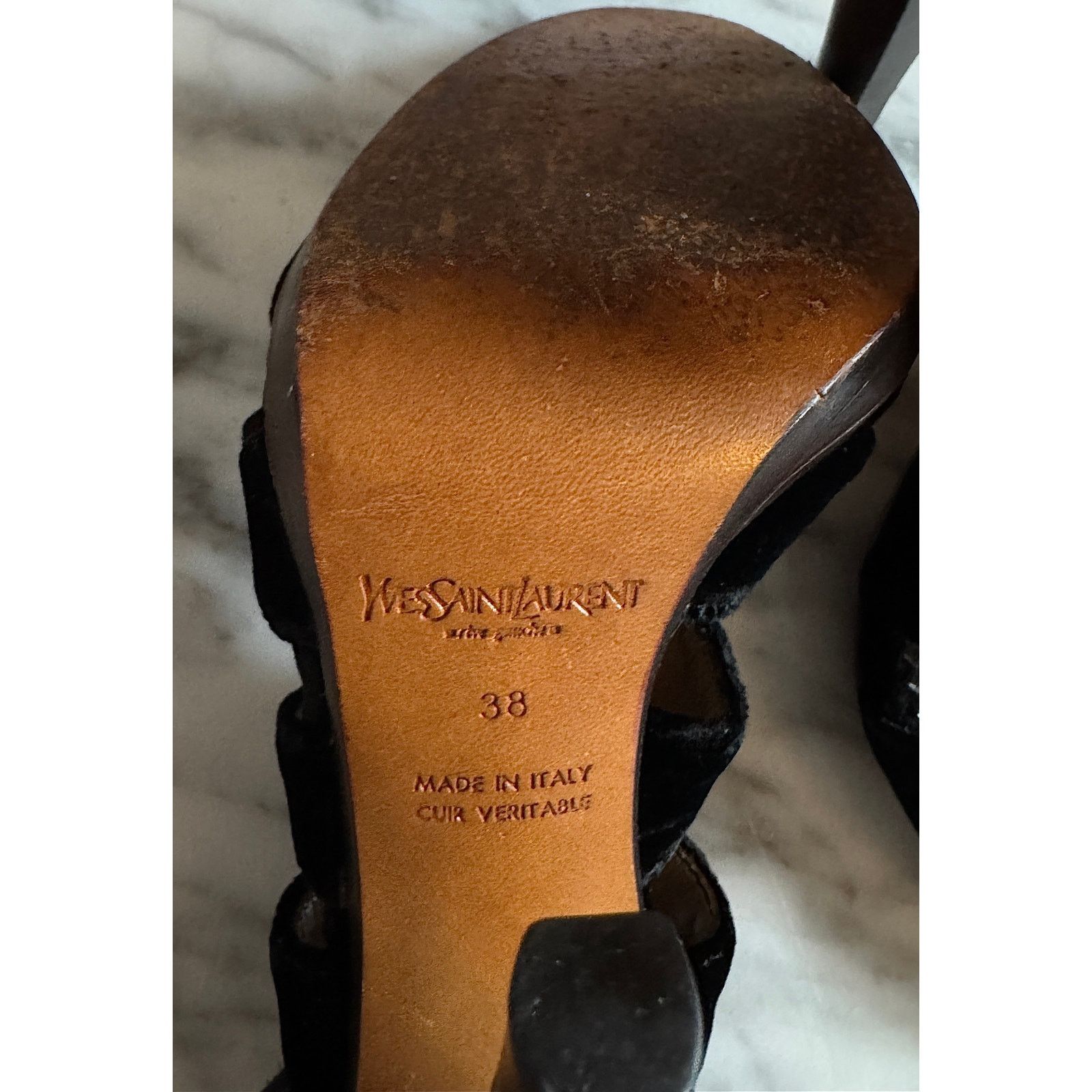 Yves Saint Laurent Yves Saint Laurent Velvet Sandals Size US 7.5 / IT 37.5 - 3 Thumbnail