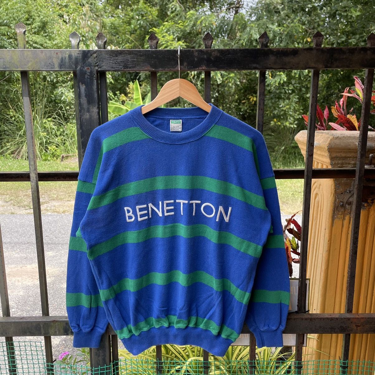 Benetton 🔥Vintage Benetton Embroidered Spellout Striped Sweatshirts Size US M / EU 48-50 / 2 - 1 Thumbnail