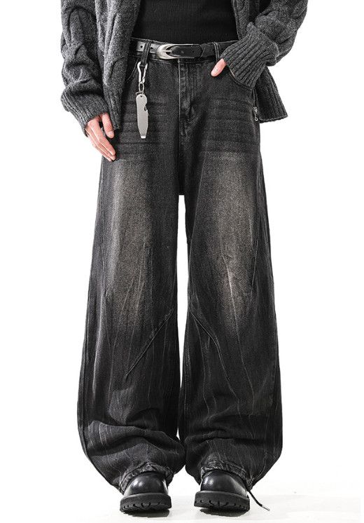 Japanese Brand American retro washed men's cleanfit wide-leg jeans Size US 32 / EU 48 - 2 Thumbnail