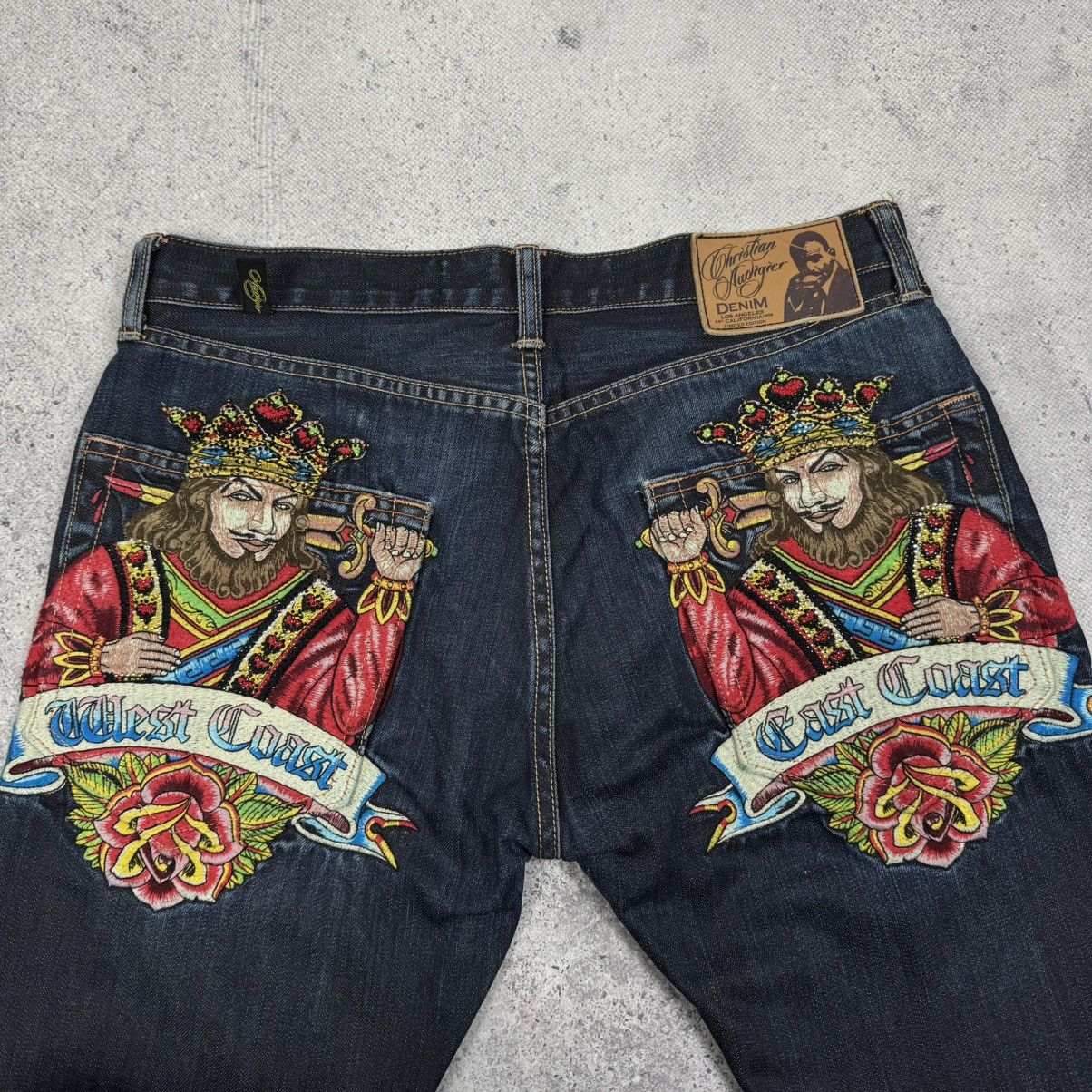 Christian Audigier × Ed Hardy RARE Christian Audigier West Coast Embroidered King Jeans Size US 34 / EU 50 - 5 Thumbnail