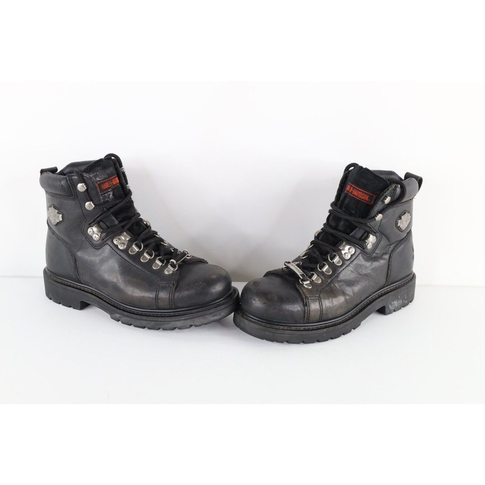 Harley Davidson × Vintage Vintage 90s Harley Davidson Distressed Leather Boots Size US 8 / IT 38 - 1 Thumbnail
