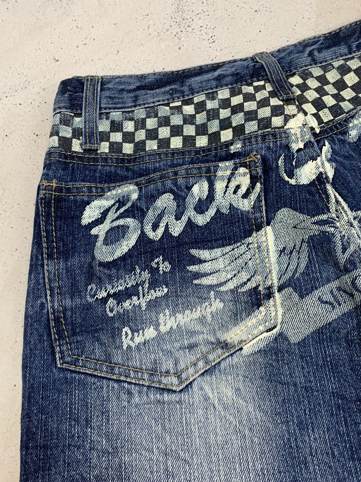 20471120 × Hysteric Glamour × Japanese Brand Back Forth Gothic Wing Seditionaries Bondage Denim Pants Size US 27 - 8 Thumbnail