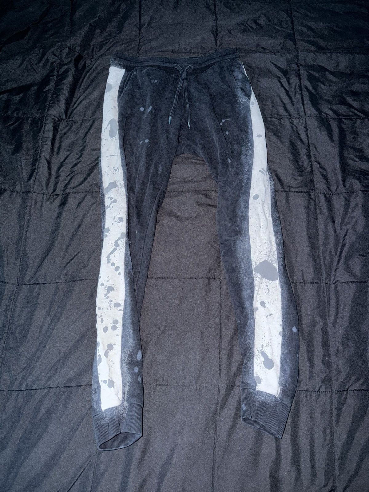 Asos Black & white stripe paint splatter track pants Size US 28 / EU 44 - 1 Thumbnail