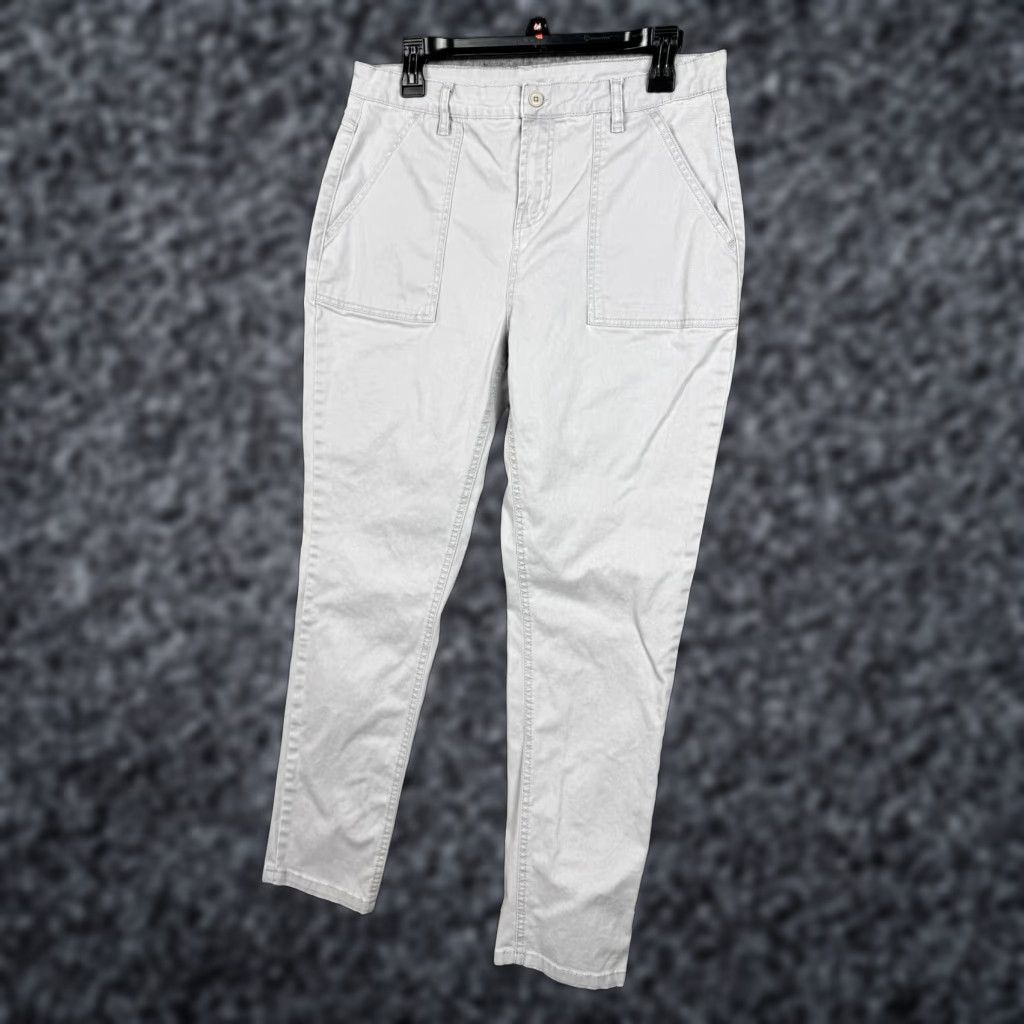 Vintage Wrap London Pants Women's 31 x 27 Gray Pockets Tapered Trousers/Ankle Twill Cotton Blend High Rise Regular Fit Casual Workwear 31 Waist Size 24" / US 00 / IT 34 - 1 Thumbnail